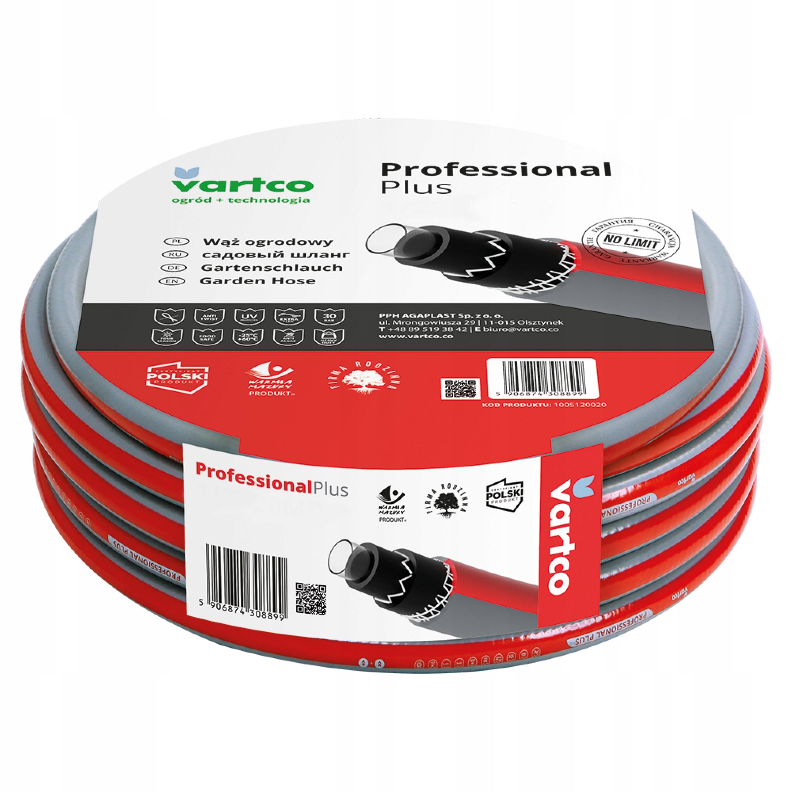 GARDEN HOSE 6 LAYERS VARTCO PROFESSIONAL 30bar 1CAL 10M POLISH PRODUCT