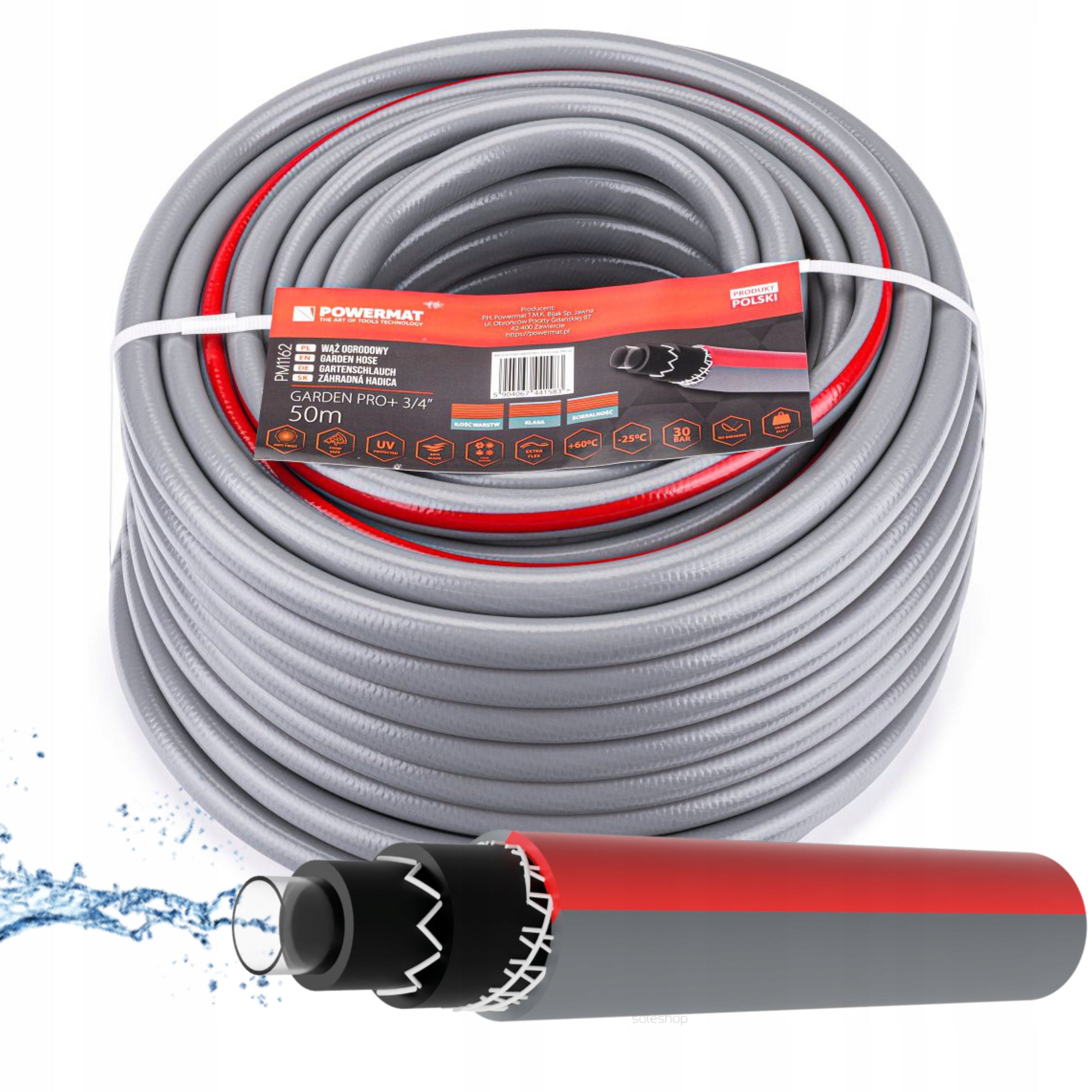 GARDEN HOSE REINFORCED 6-PLY 30BAR 3/4'' 50M FOR WATER POLISH PRODUCT