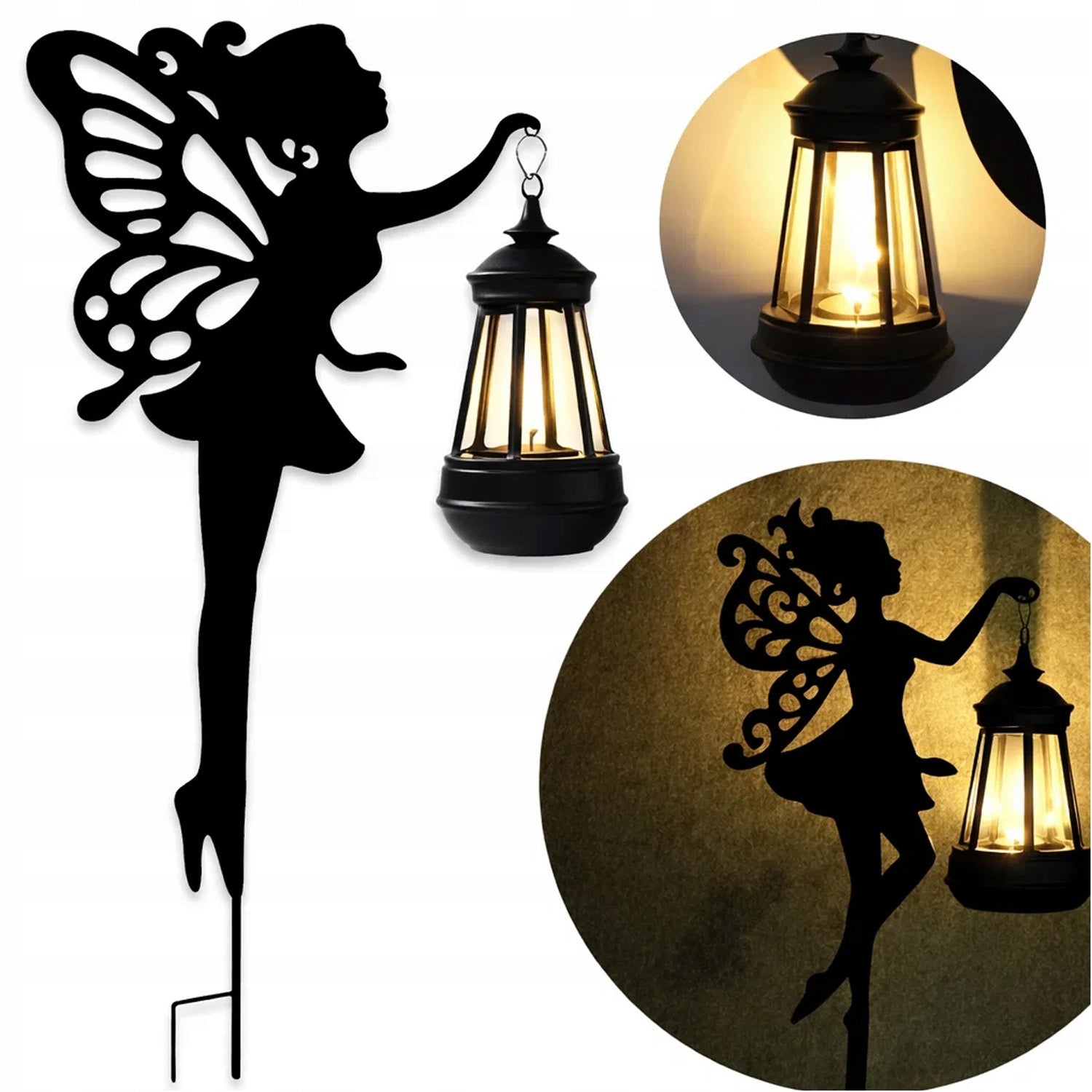 GARDEN LAMP SOLAR FAIRY LAMP WITH LANTERN DRIVEN INTO THE GARDEN ON THE TERRACE Manufacturer code LAMPA OGRODOWA WRÓŻKA Z LATARNIĄ MEMFLOW