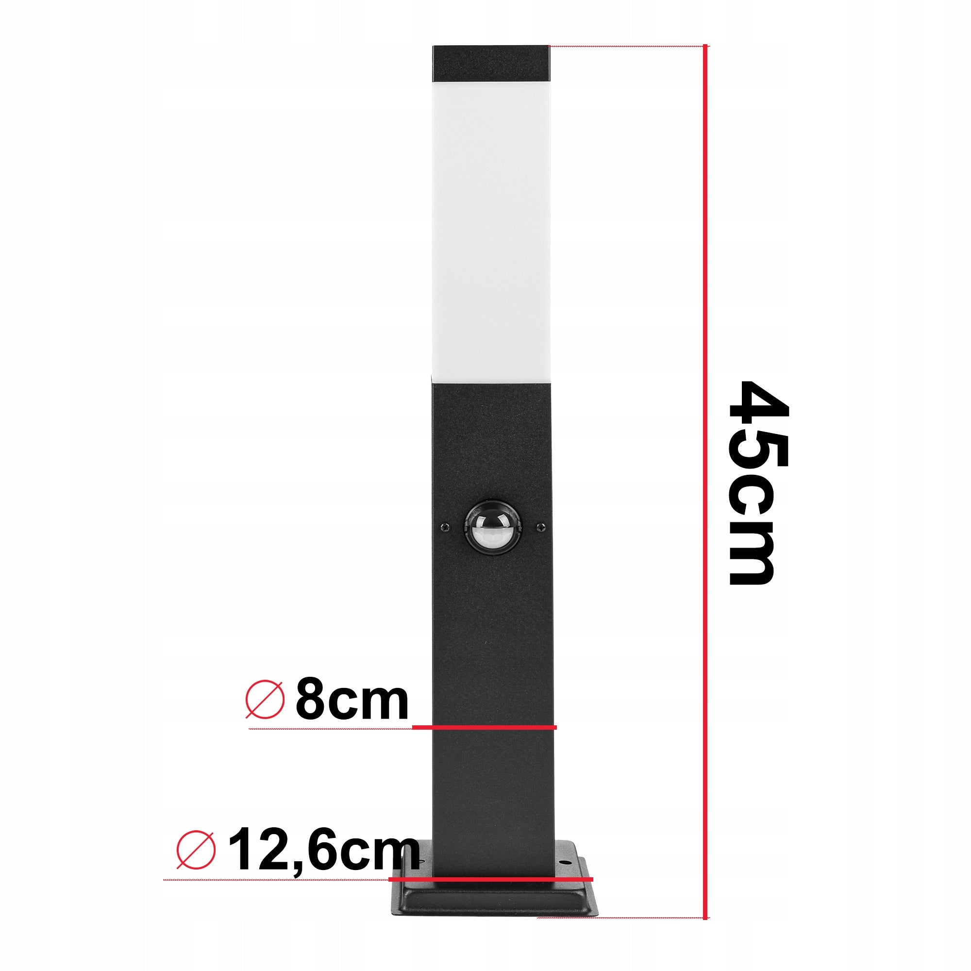 GARDEN LAMP, standing pole with motion sensor, 45 cm Manufacturer code LAMPA STOJĄCA LX-810 BLACK 45cm PIR