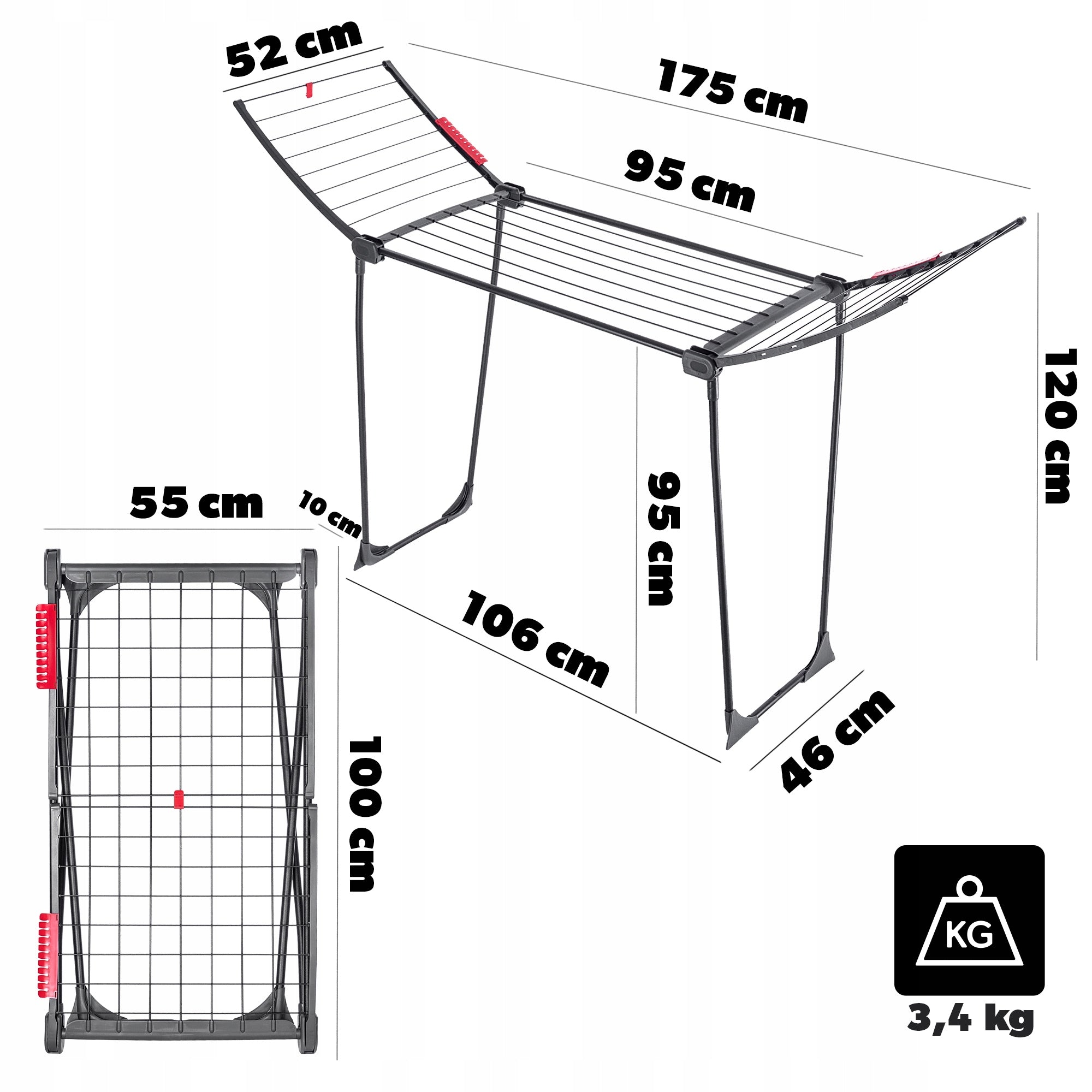 GARDEN LAUNDRY DRYER 18m OUTDOOR FOLDING XXL FOR CLOTHES UNDERWEAR Brand Kadax