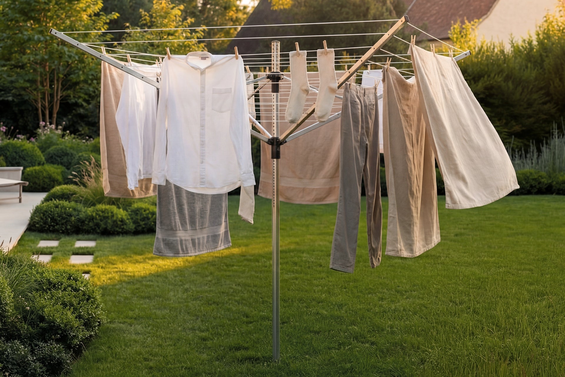 GARDEN LAUNDRY DRYER ROTATING underwear 50m + COVER Easy installation Brand Promis