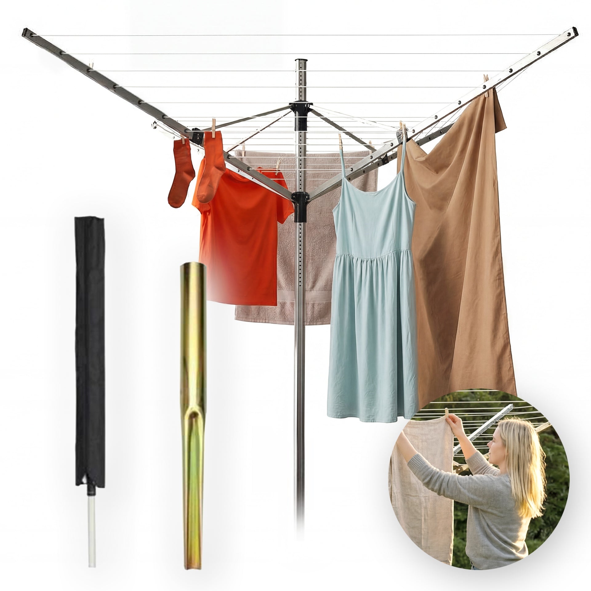 GARDEN LAUNDRY DRYER ROTATING underwear 50m + COVER Easy installation Manufacturer code SU200