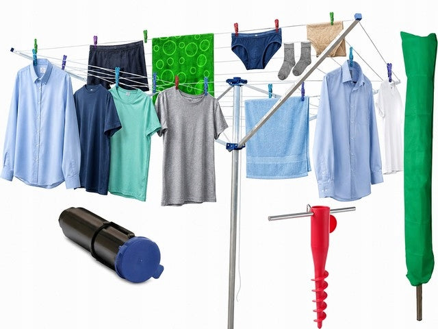 GARDEN LAUNDRY DRYER WITH ANCHORS + COVER, 50 m