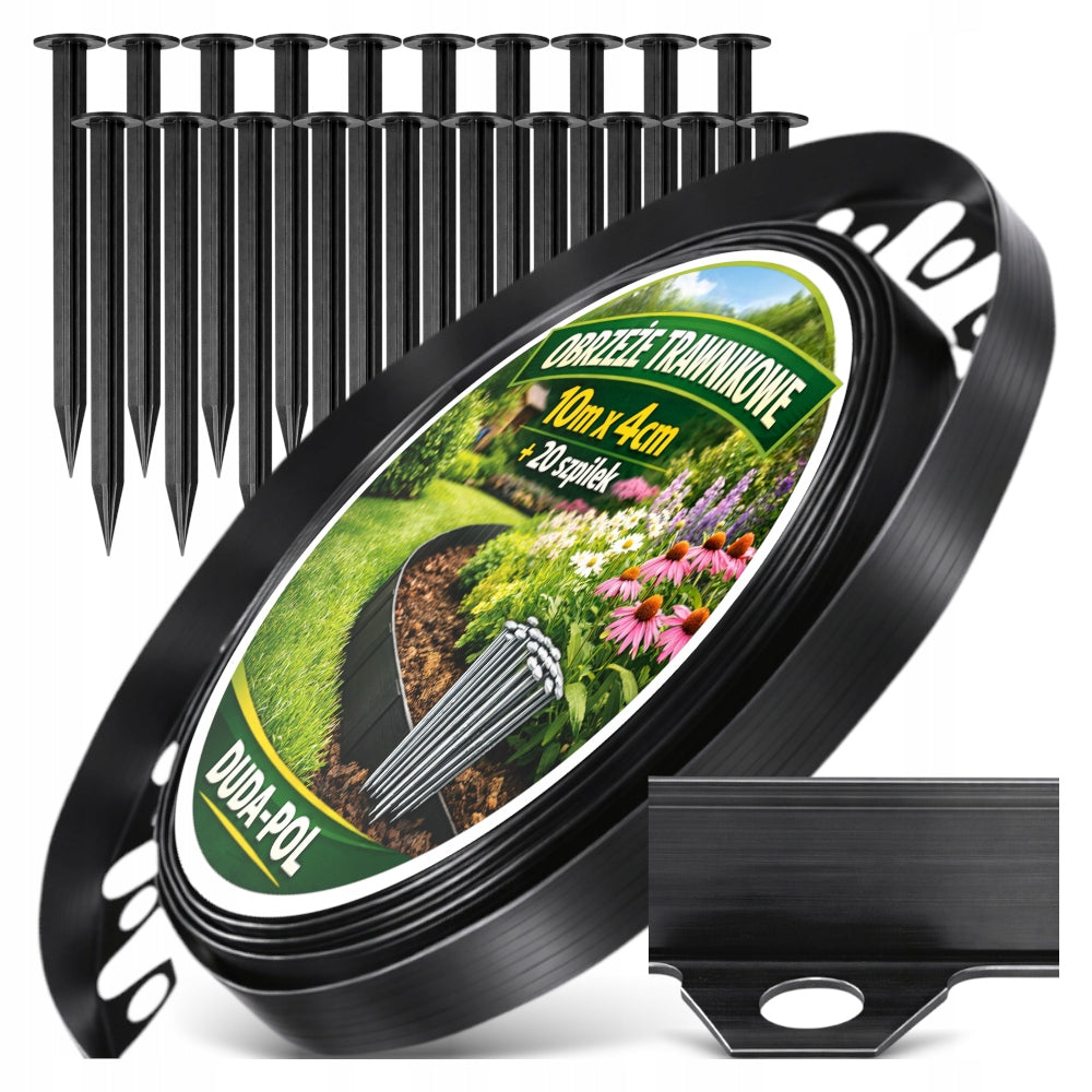 GARDEN LAWN EDGING Palisade Border Flexible 20 m + 40 HDPE Anchors Packaging status original