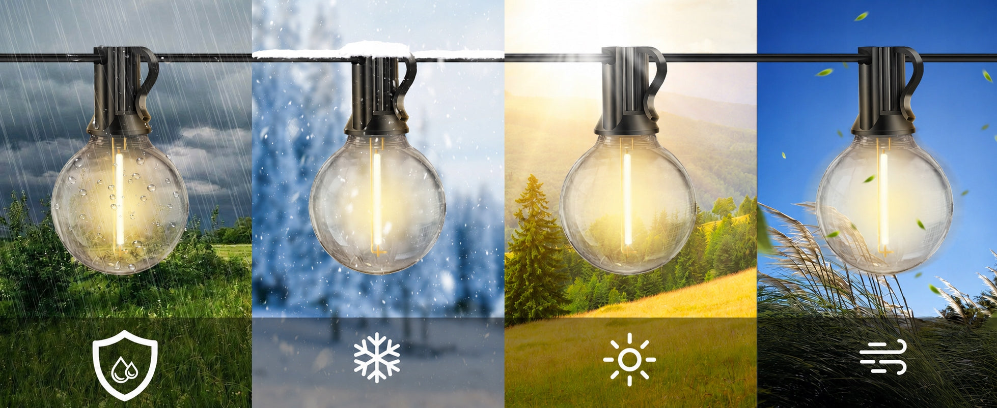 GARDEN LIGHT GARLAND 20M 50 LED BULB 2700K LIGHTS WATERPROOF 230V Brand DIAWAY