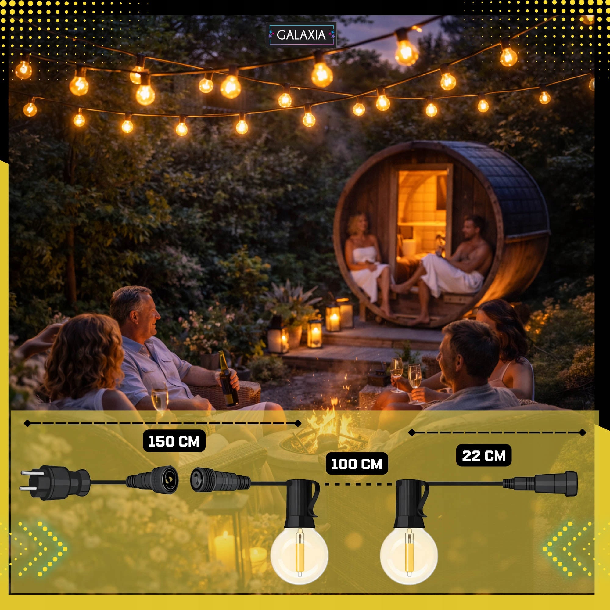 GARDEN LIGHT GARLAND 20m 20 LED Garden Lights 230v E12 Outdoor Manufacturer code Girlanda ogrdowa świetlna 20m E12 LED