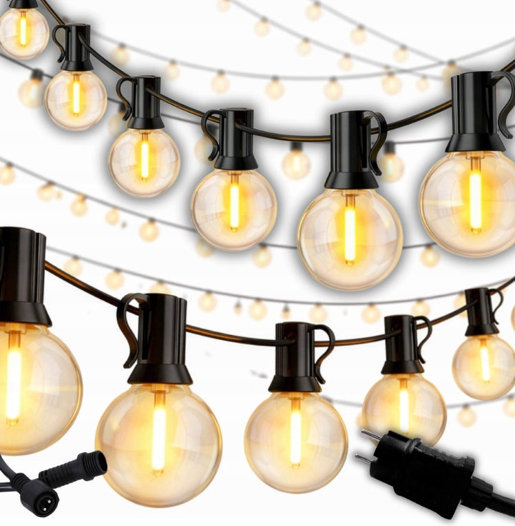 GARDEN LIGHT GARLAND 20m 20 LED Garden Lights 230v E12 Outdoor