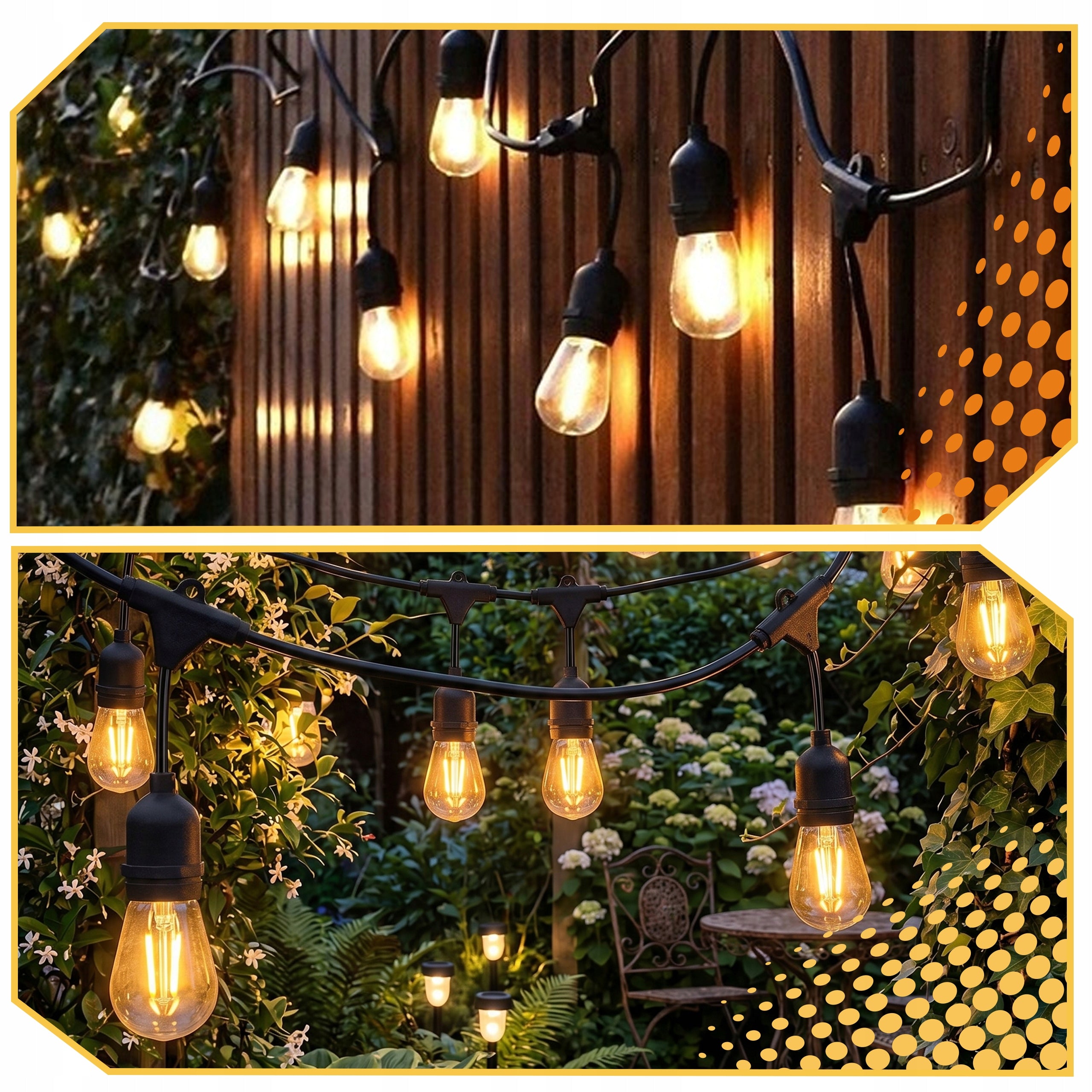 GARDEN LIGHT GARLAND 20m Bulbs 20 LED Outdoor Garden Lights Number of light points 11 - 20