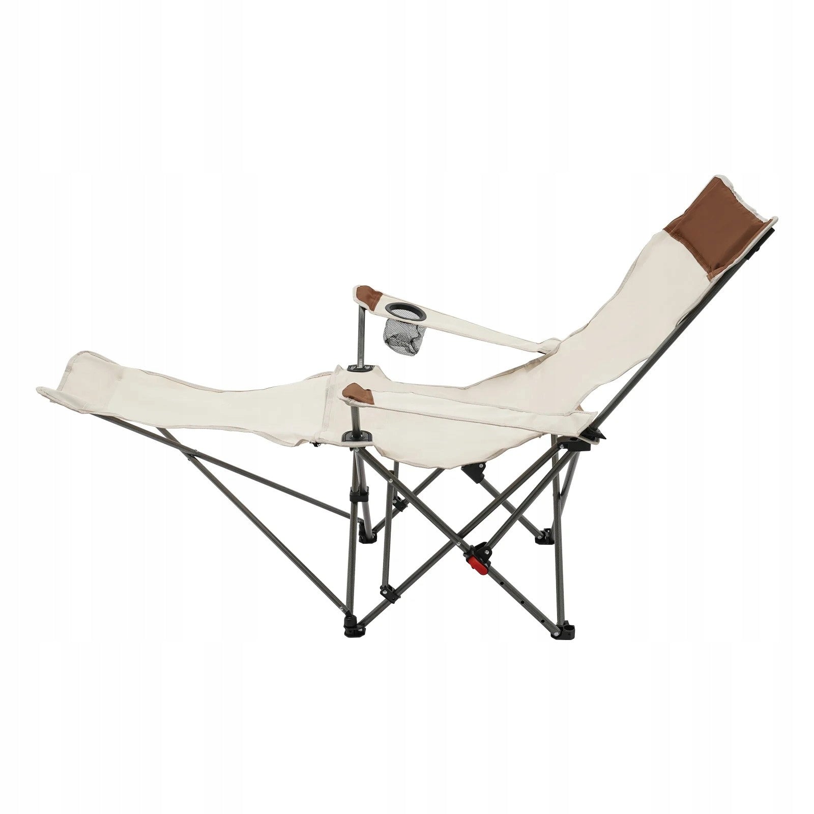 GARDEN LOUNGER BEACH FOLDING COVER BEIGE ARMCHAIR FOOTREST Color beige