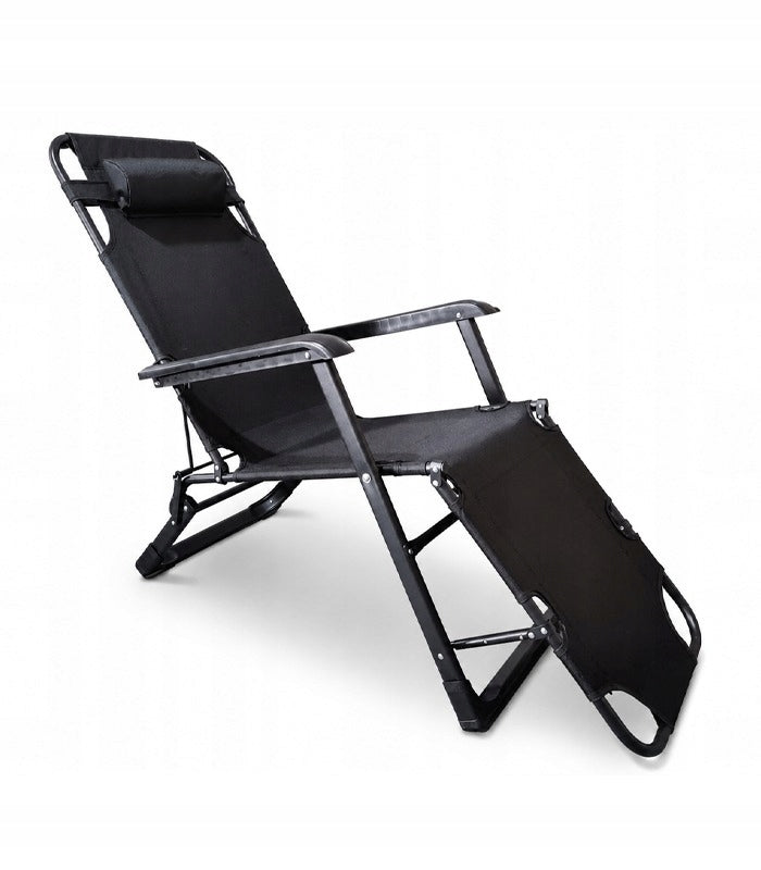 GARDEN LOUNGER FOLDING COUCH Folding Terrace Plot Black 180 CM Color black