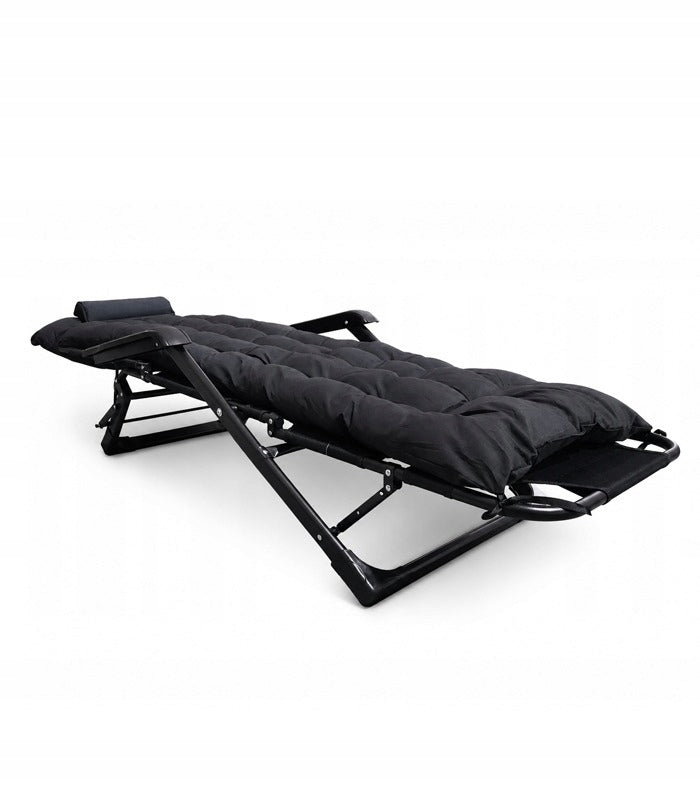 GARDEN LOUNGER FOLDING COUCH Folding Terrace Plot Black 180 CM Model czarny