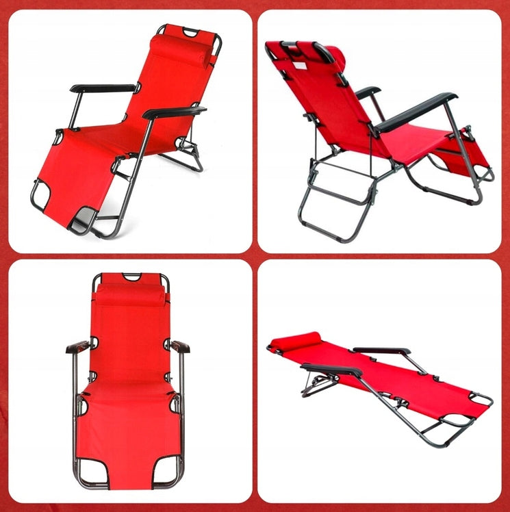 GARDEN LOUNGER FOLDING ZERO GRAVITY BEACH CHAIR TERRACE BALCONY /CZ Model GRAVITY CZERWONY SKŁADANY