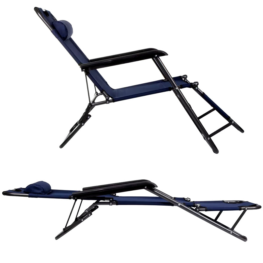 GARDEN LOUNGER FOLDING ZERO GRAVITY BEACH CHAIR TERRACE BALCONY /G Color blue