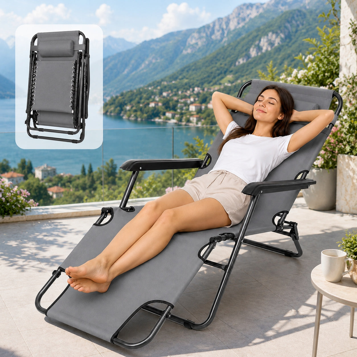 GARDEN LOUNGER FOLDING ZERO GRAVITY BEACH CHAIR TERRACE CHAIR BALCONY Manufacturer code Leżak Gravity