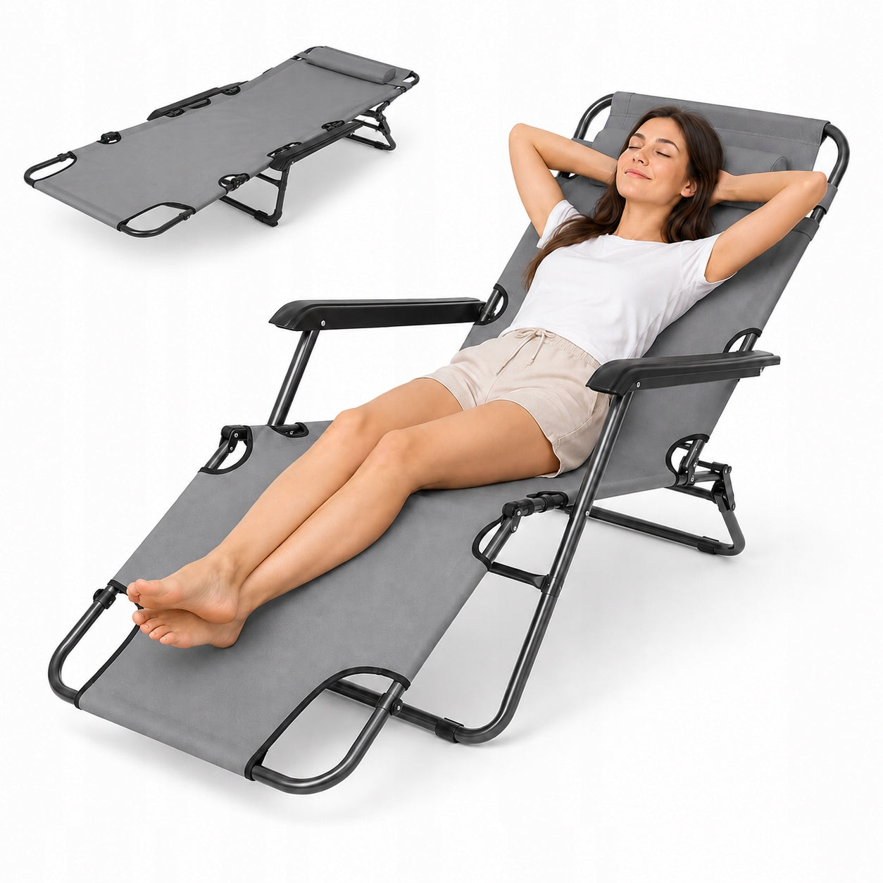 GARDEN LOUNGER FOLDING ZERO GRAVITY BEACH CHAIR TERRACE CHAIR BALCONY
