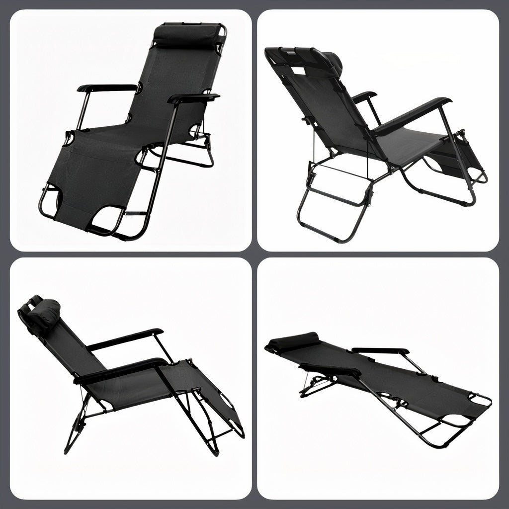 GARDEN LOUNGER HIKING CHAIR BEACH CHAIR FOLDING MATTRESS STRONG Manufacturer code TY03 Leżak Czarny