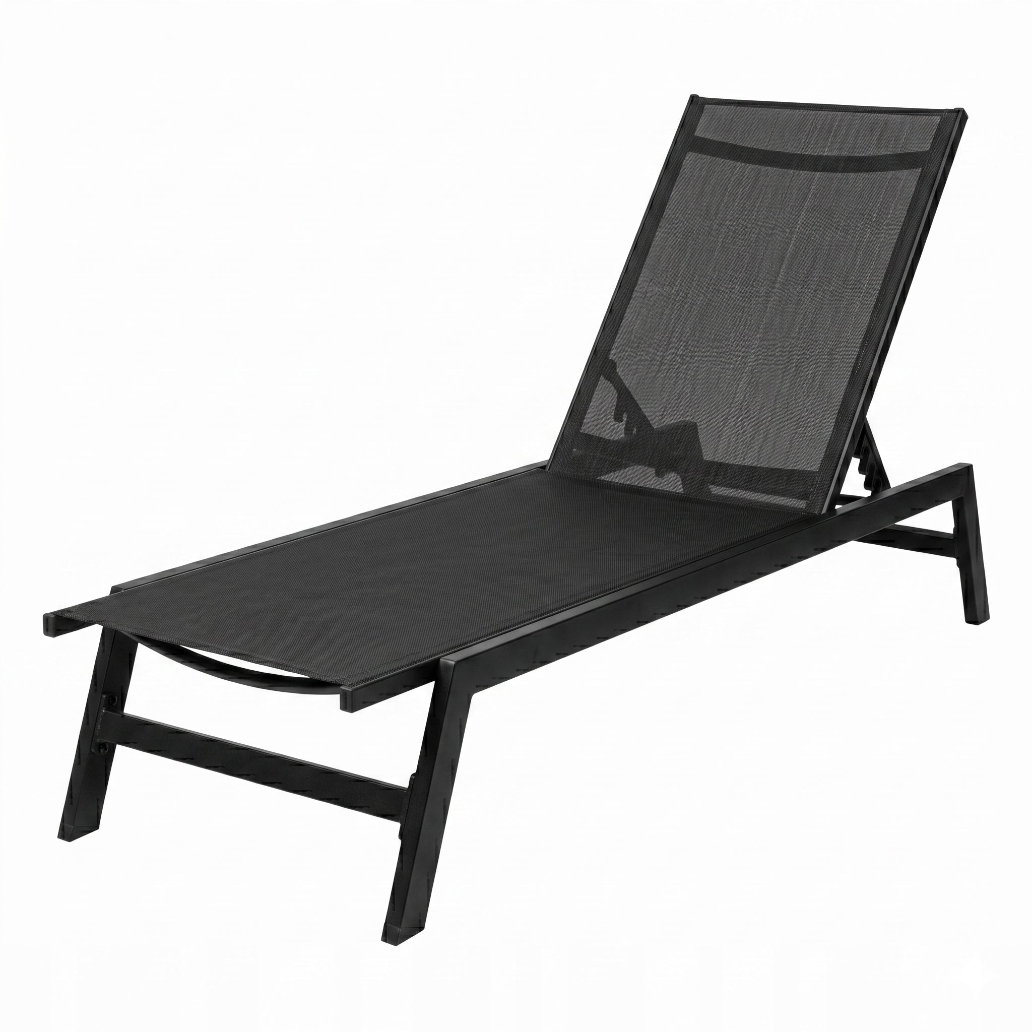 GARDEN LOUNGER Terrace Chair with Adjustable BACKREST Black Beach Balcony Brand Mirpol