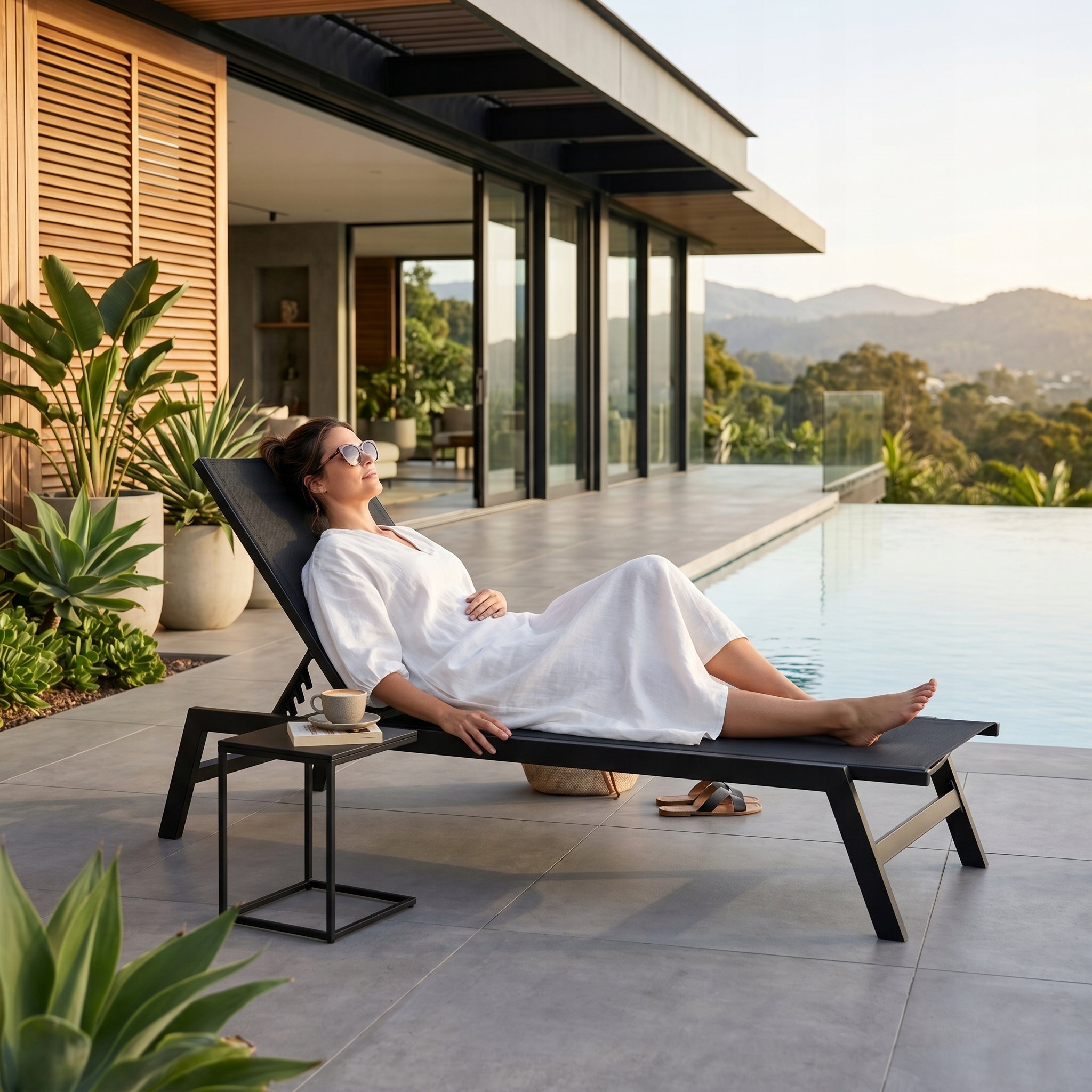 GARDEN LOUNGER Terrace Chair with Adjustable BACKREST Black Beach Balcony Manufacturer code LORD