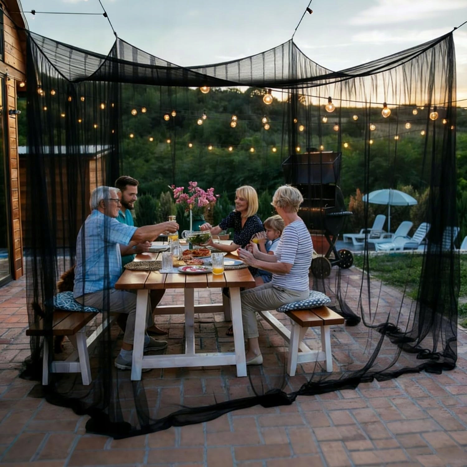 GARDEN MOSQUITO NET TENT XXL 300x300x250 cm FOR PAVILION MESH Packaging status original