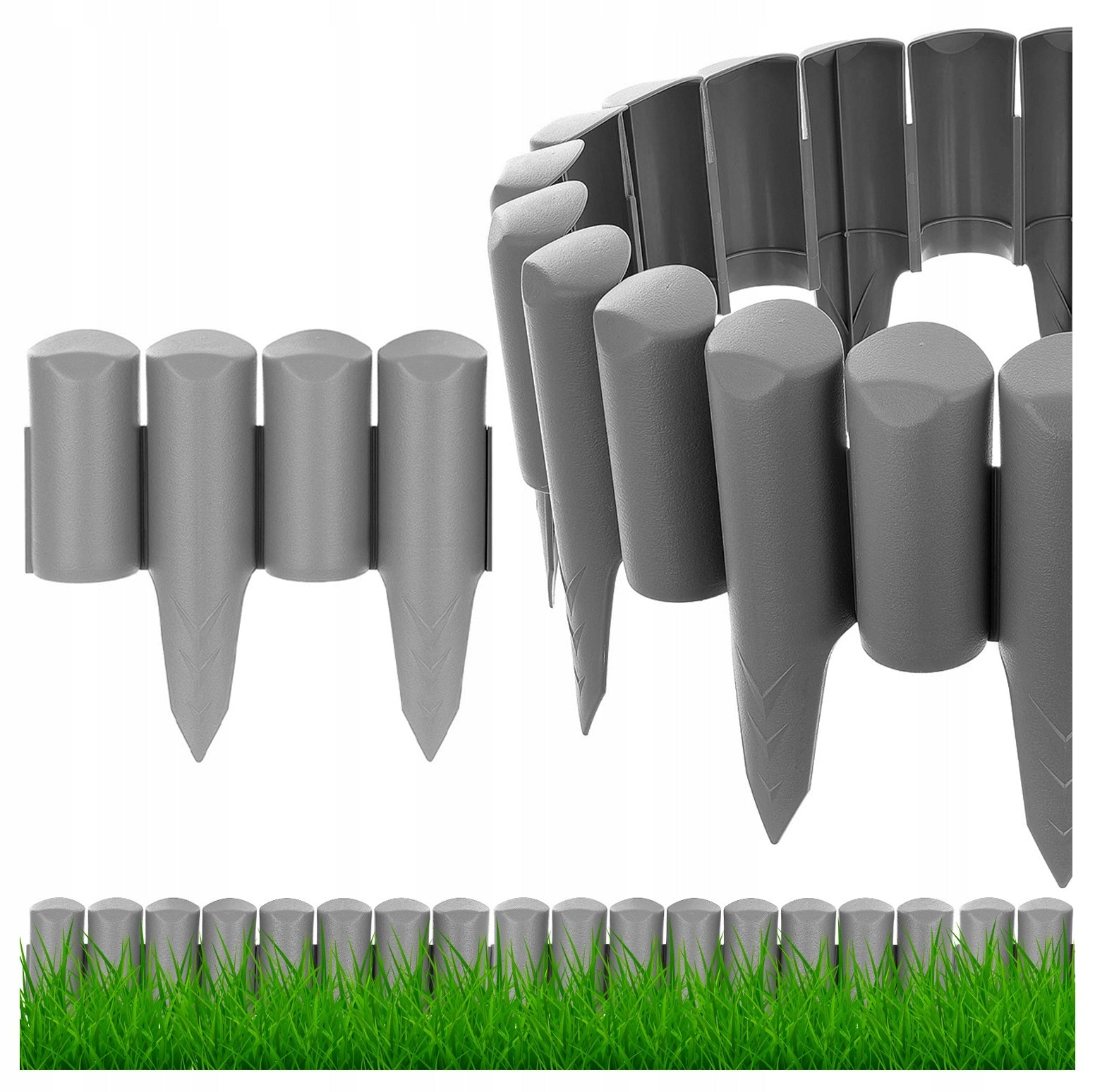 GARDEN PALISADE 240cm UV High Graphite / Grey Garden Fence edging Manufacturer code Odporna Palisada Do Ogrodu 10 Elementów