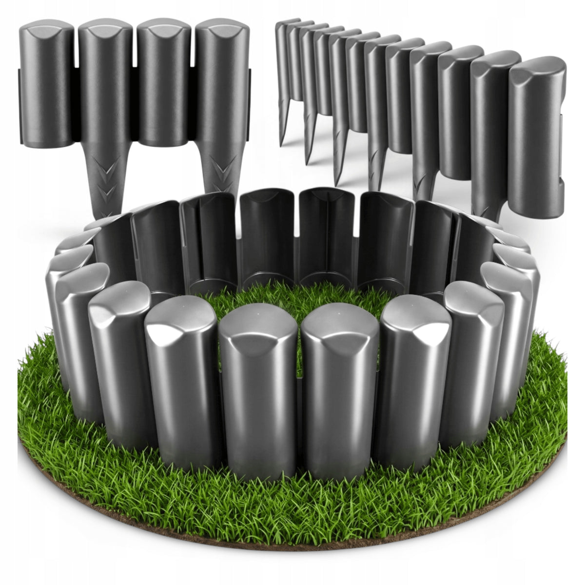 GARDEN PALISADE 300cm SOLID Garden edging Lawn Fence GREY