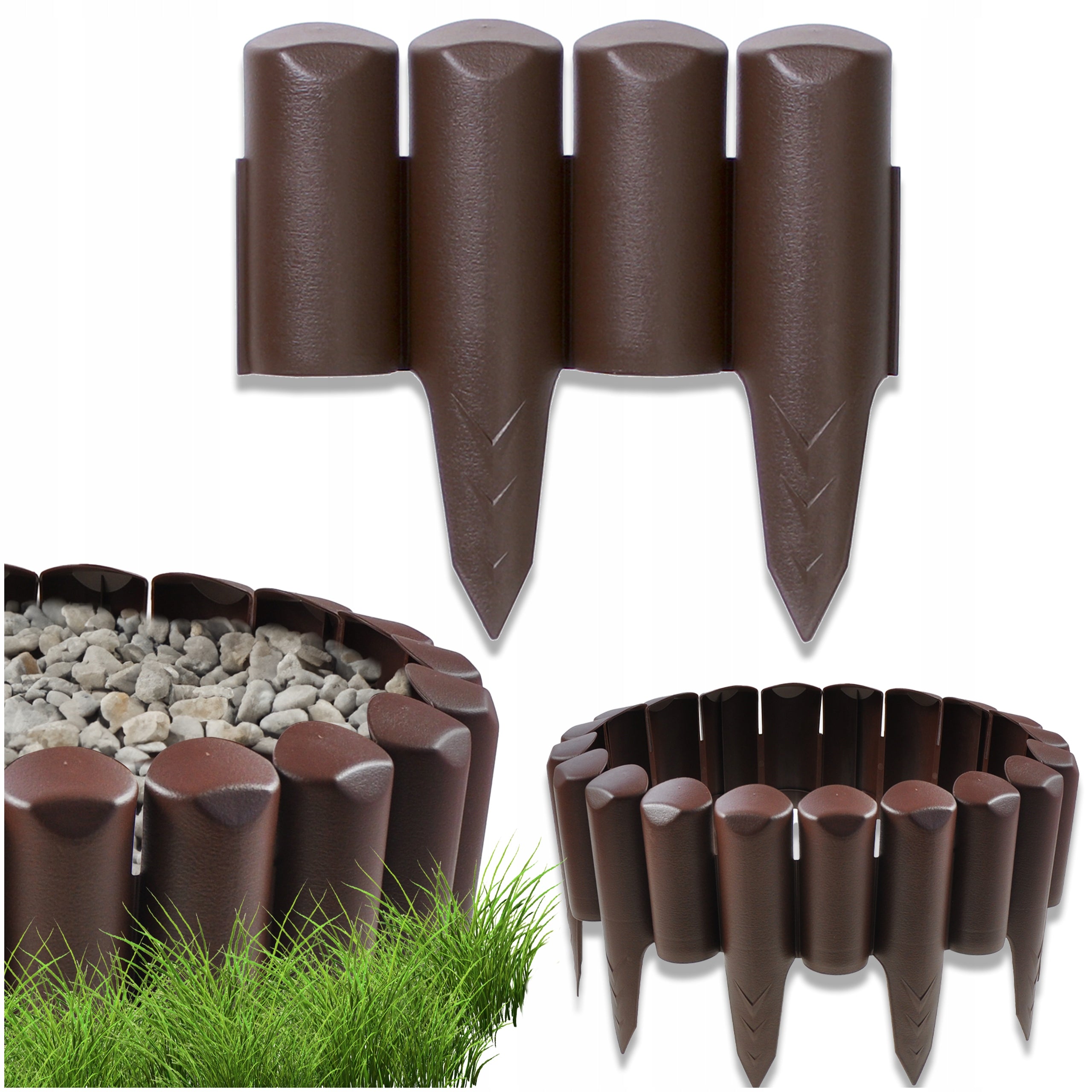 GARDEN PALISADE HIGH - 240 cm Lawn Garden edging Bronze SOLID