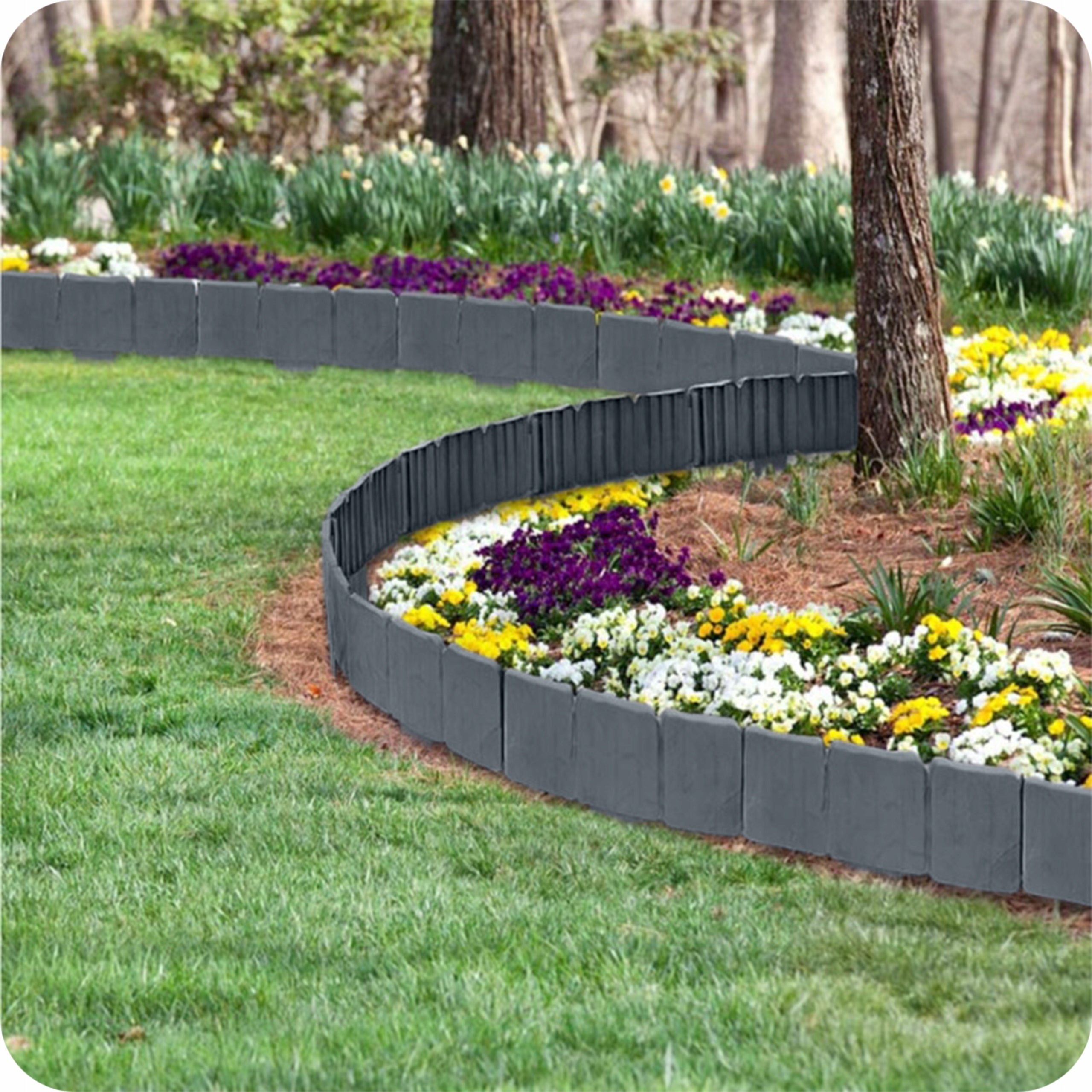 GARDEN PALISADE LAWN EDGING ANTHRACITE PLASTIC STONE 250 x 23cm Manufacturer code OBRZEŻE OGRODOWE 250 x 23 cm ANTRACYT KAMIEŃ