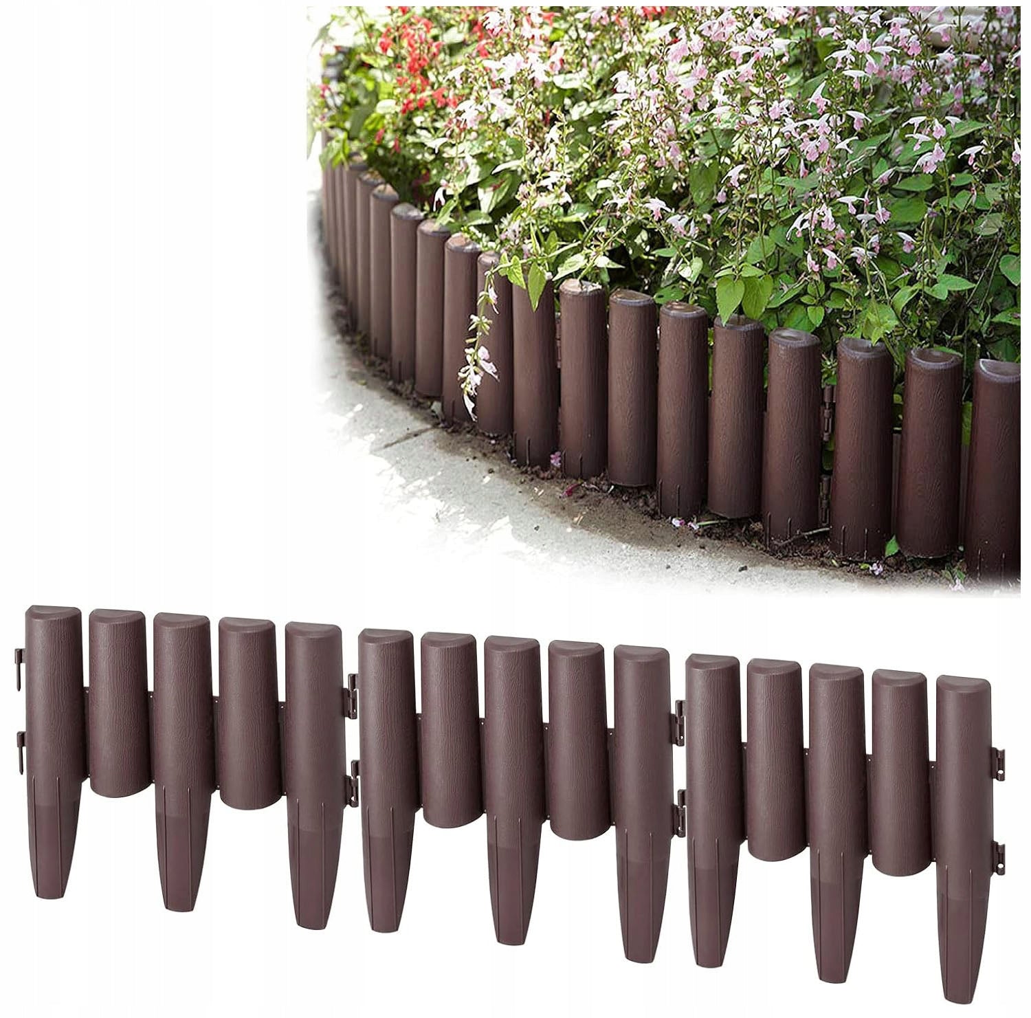 GARDEN PALISADE PLASTIC HIGH FENCE LAWN EDGING BROWN 2,8m Manufacturer OGRODOVIA