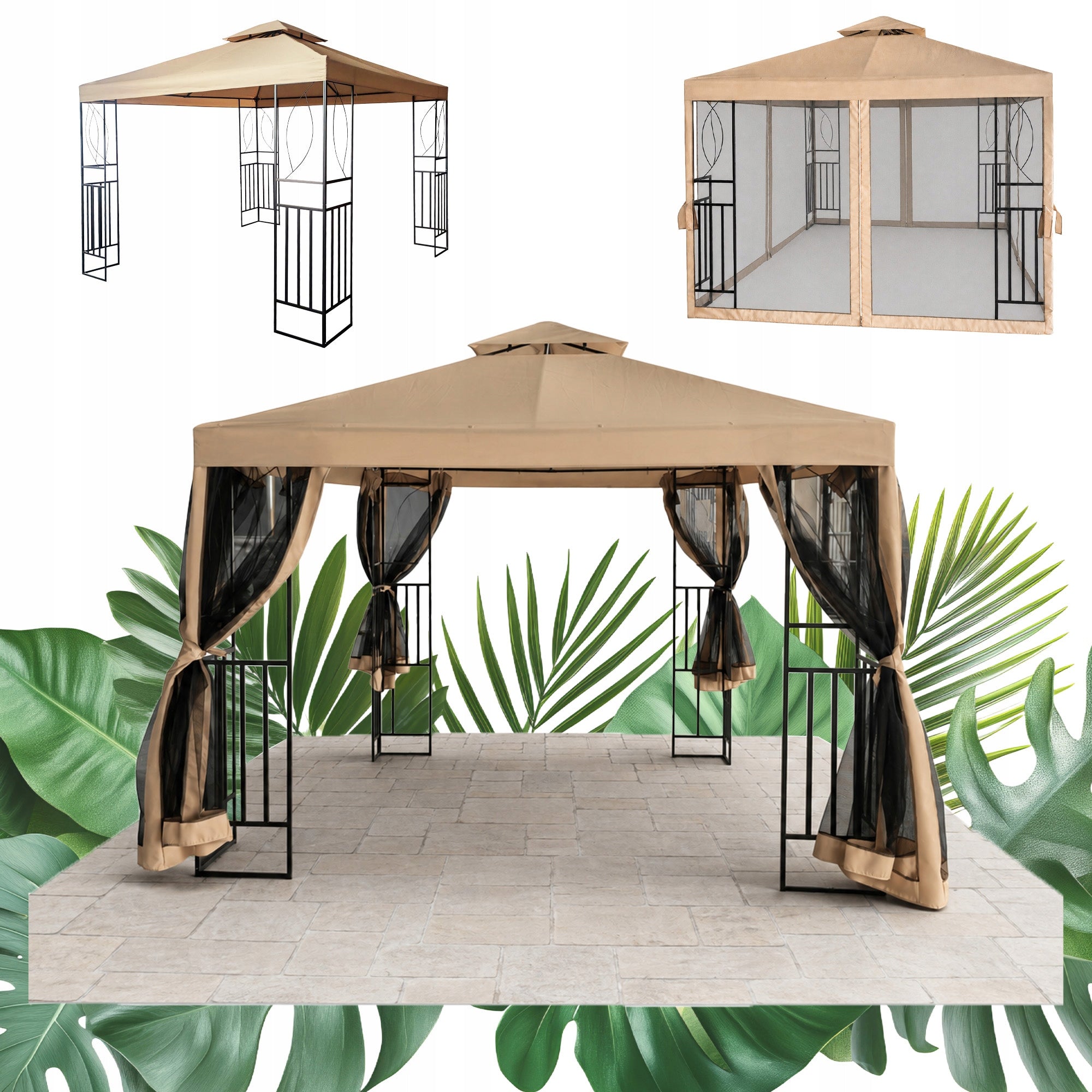 GARDEN PAVILION GAZEBO TENT 3x3x2,7m TERRACE GARDEN EVENT CANOPY