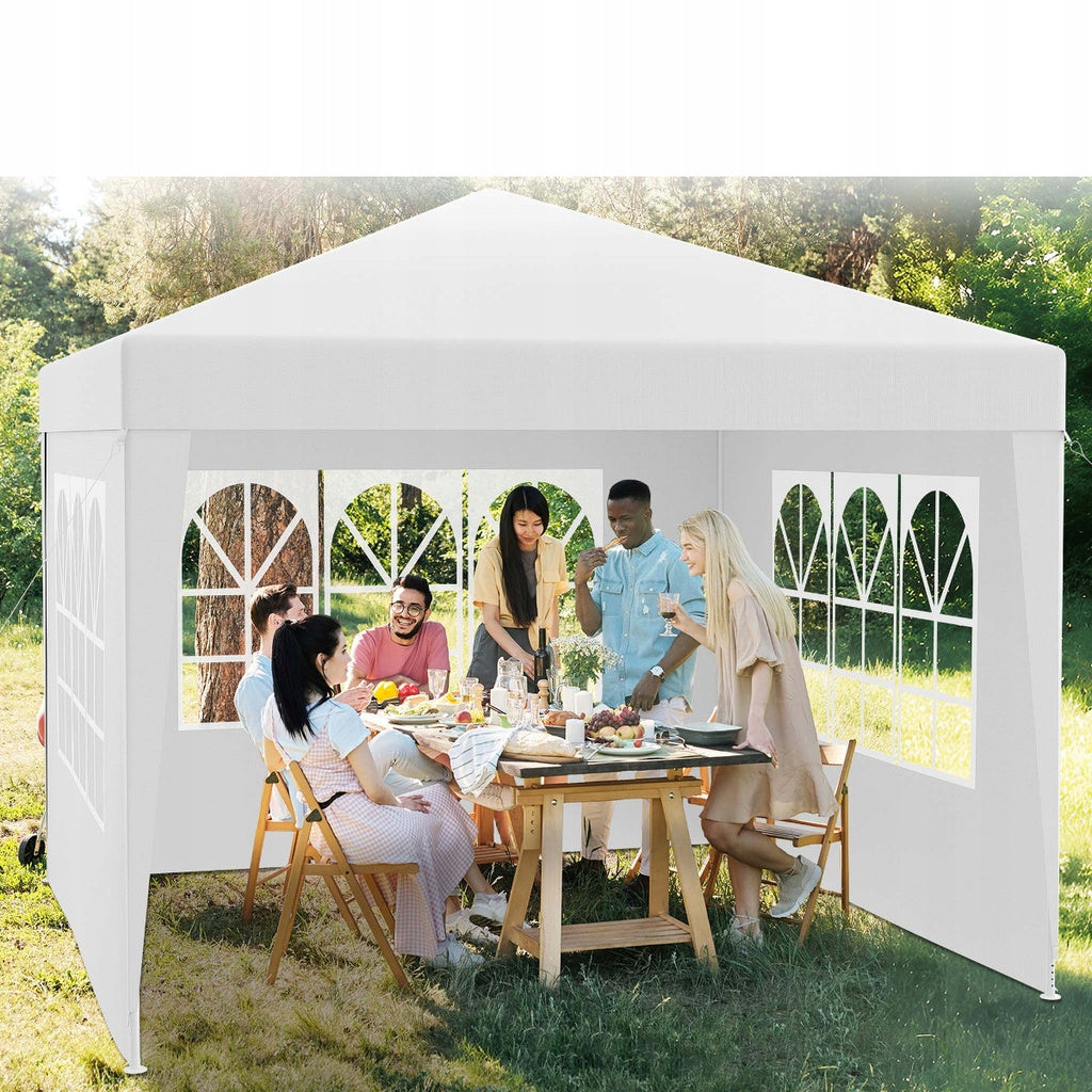 GARDEN PAVILION TENT COMMERCIAL GAZEBO 300 x 300 cm 4 WALLS WINDOW CASTLE Manufacturer Holla Garden