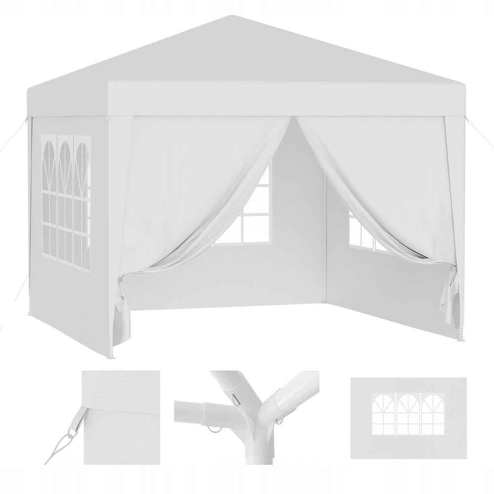 GARDEN PAVILION TENT COMMERCIAL GAZEBO 300 x 300 cm 4 WALLS WINDOW CASTLE