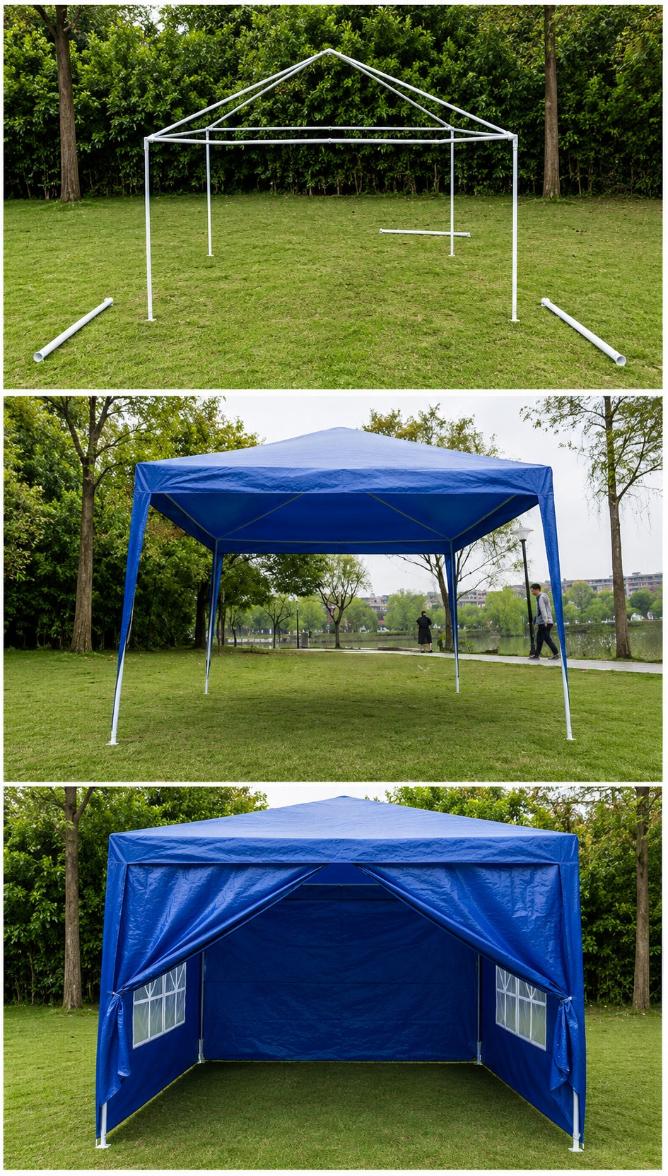 GARDEN PAVILION TENT COMMERCIAL GAZEBO 300 x 400 cm 4 WALLS WINDOW CASTLE Width 4 m