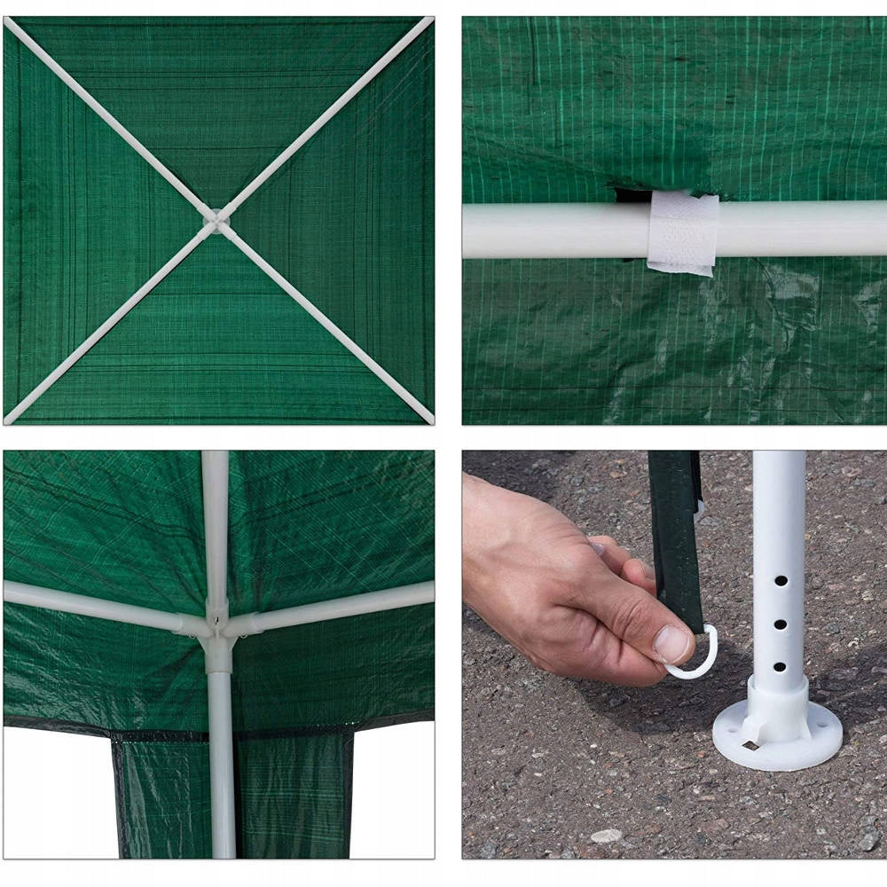 GARDEN PAVILION TRADE TENT 3x3 m GREEN Number of side walls none