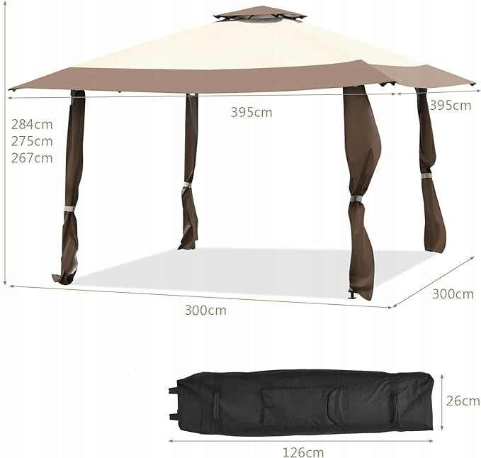 GARDEN PAVILION WITH DOUBLE ROOF WATERPROOF UV RESISTANT 4x4x2,8m Manufacturer no brand