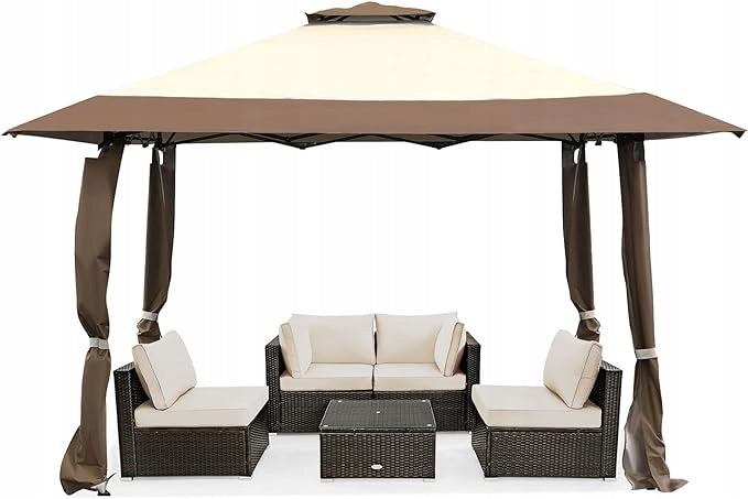 GARDEN PAVILION WITH DOUBLE ROOF WATERPROOF UV RESISTANT 4x4x2,8m