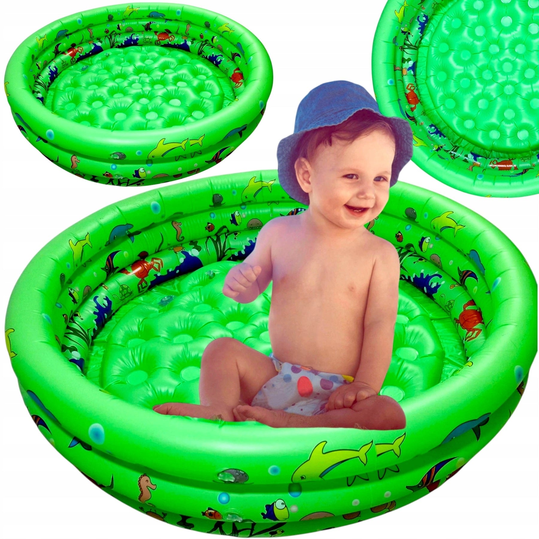 GARDEN POOL CHILDREN INFLATABLE PADDLING POOL BATHTUB 100CM SOFT BOTTOM FISH Packaging status original