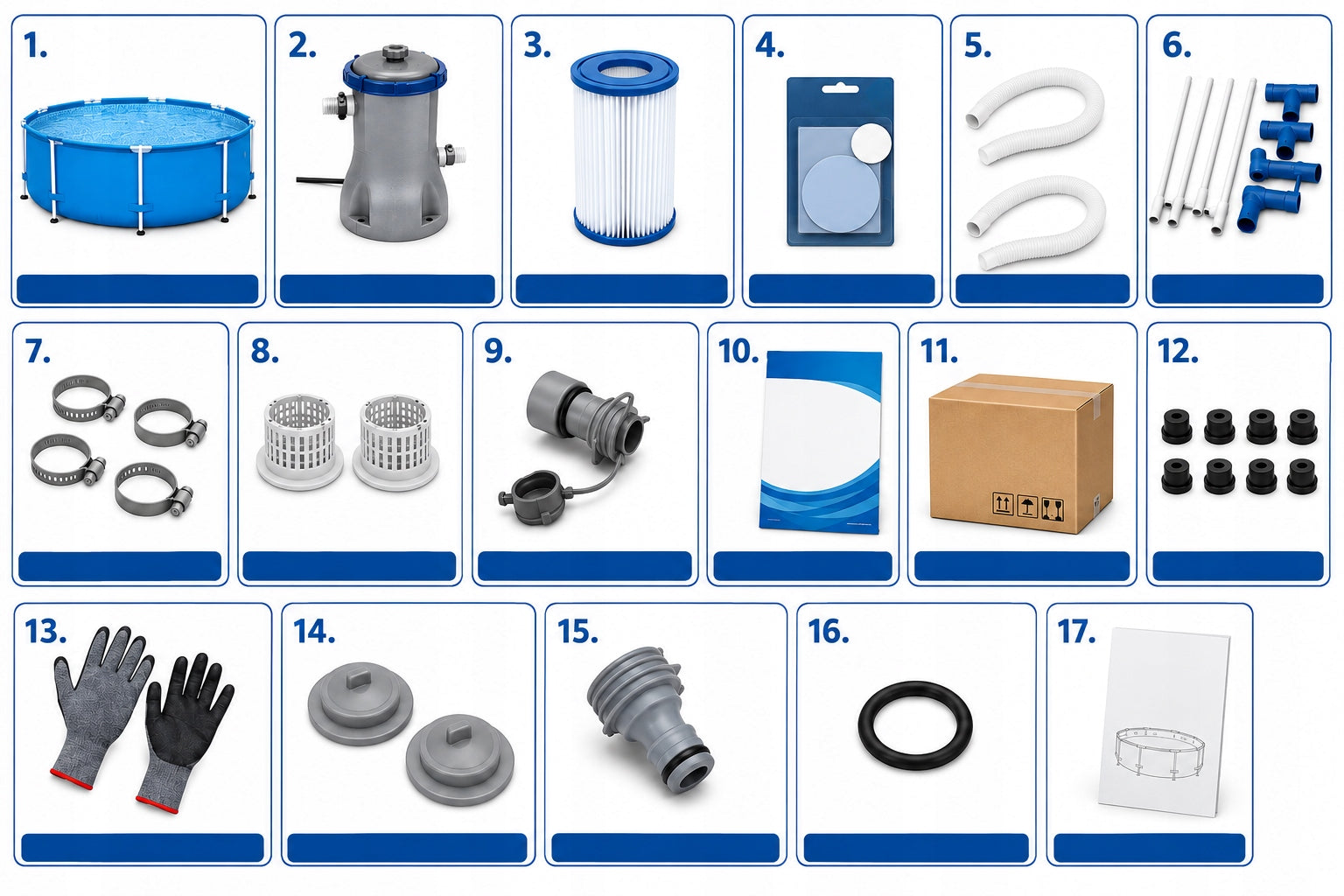 GARDEN POOL FRAME 305x76cm Bestway FRAME SET PUMP FILTER 17in1 Packaging status original