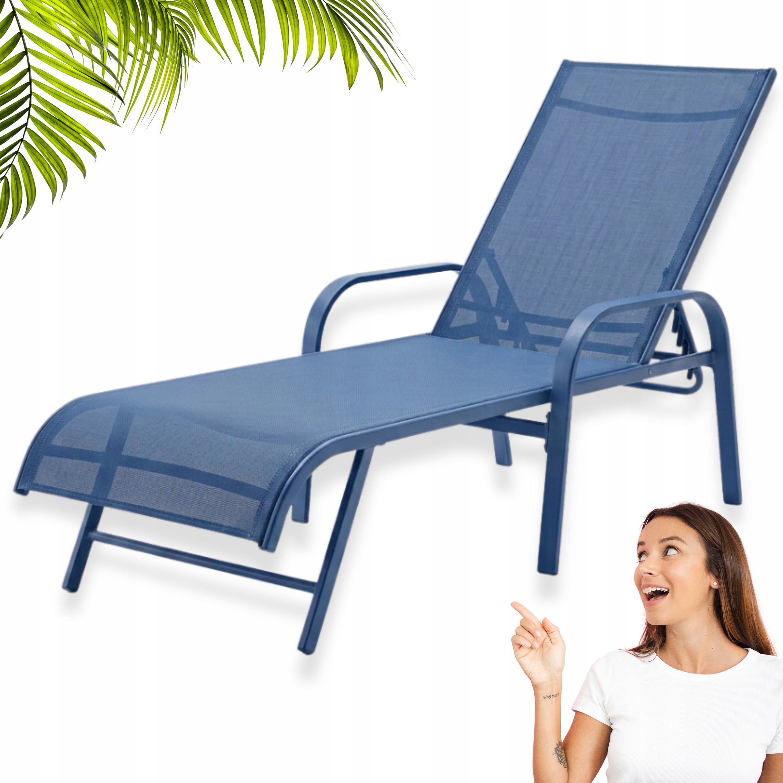 GARDEN POOL LOUNGER FLAT FOLDING STRONG NAVY BLUE YS-33