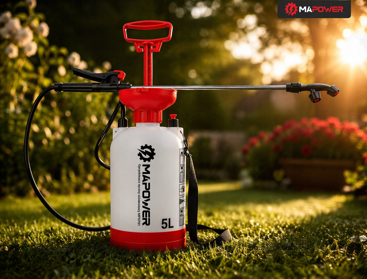 GARDEN PRESSURE HAND SPRAYER 5 L LANCE 170CM 3BAR STRONG MAPOWER Packaging status original