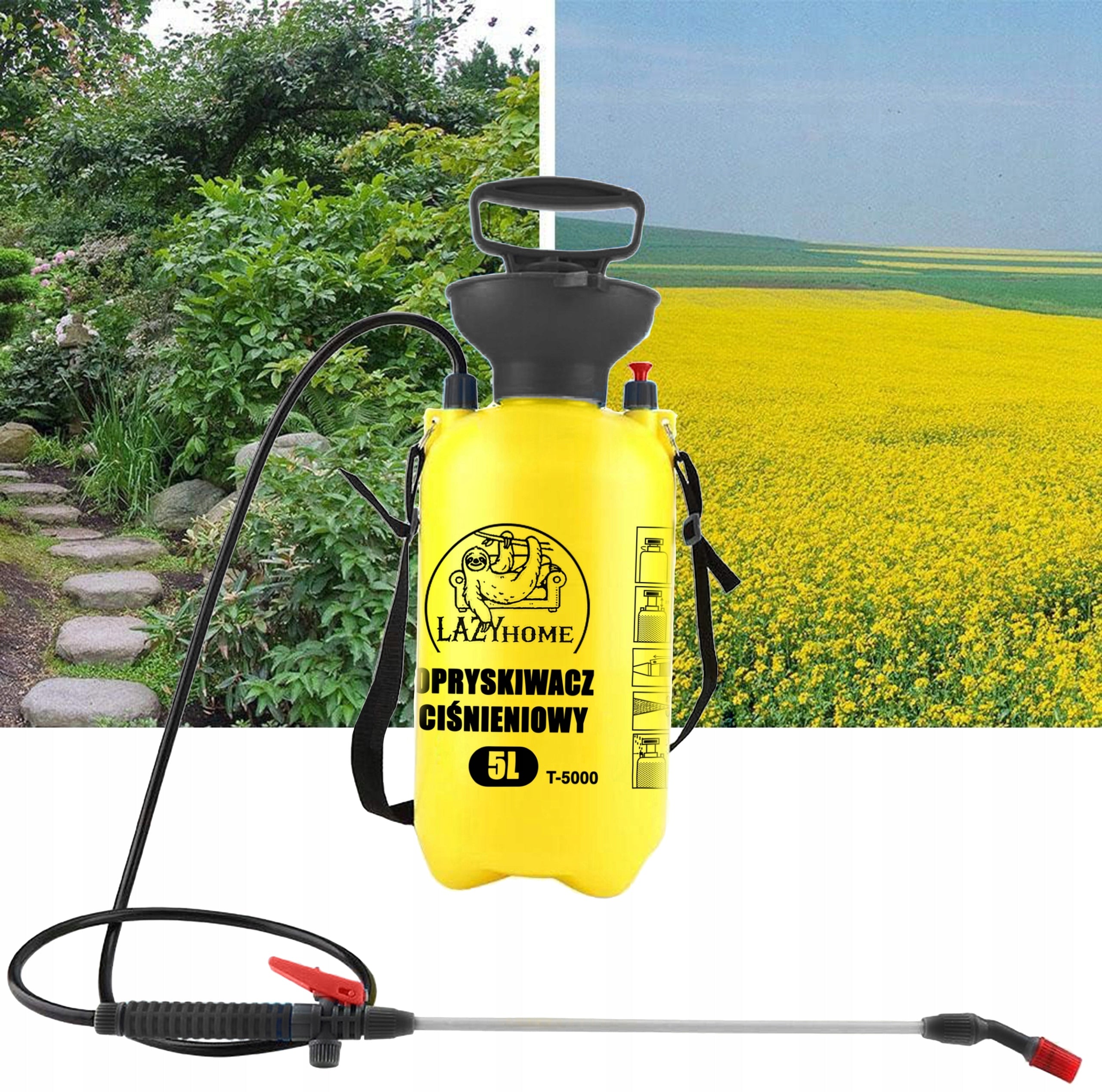 GARDEN PRESSURE HAND SPRAYER 5L LAZYhome ADJUSTABLE LONG LANCE Manufacturer code T-5000