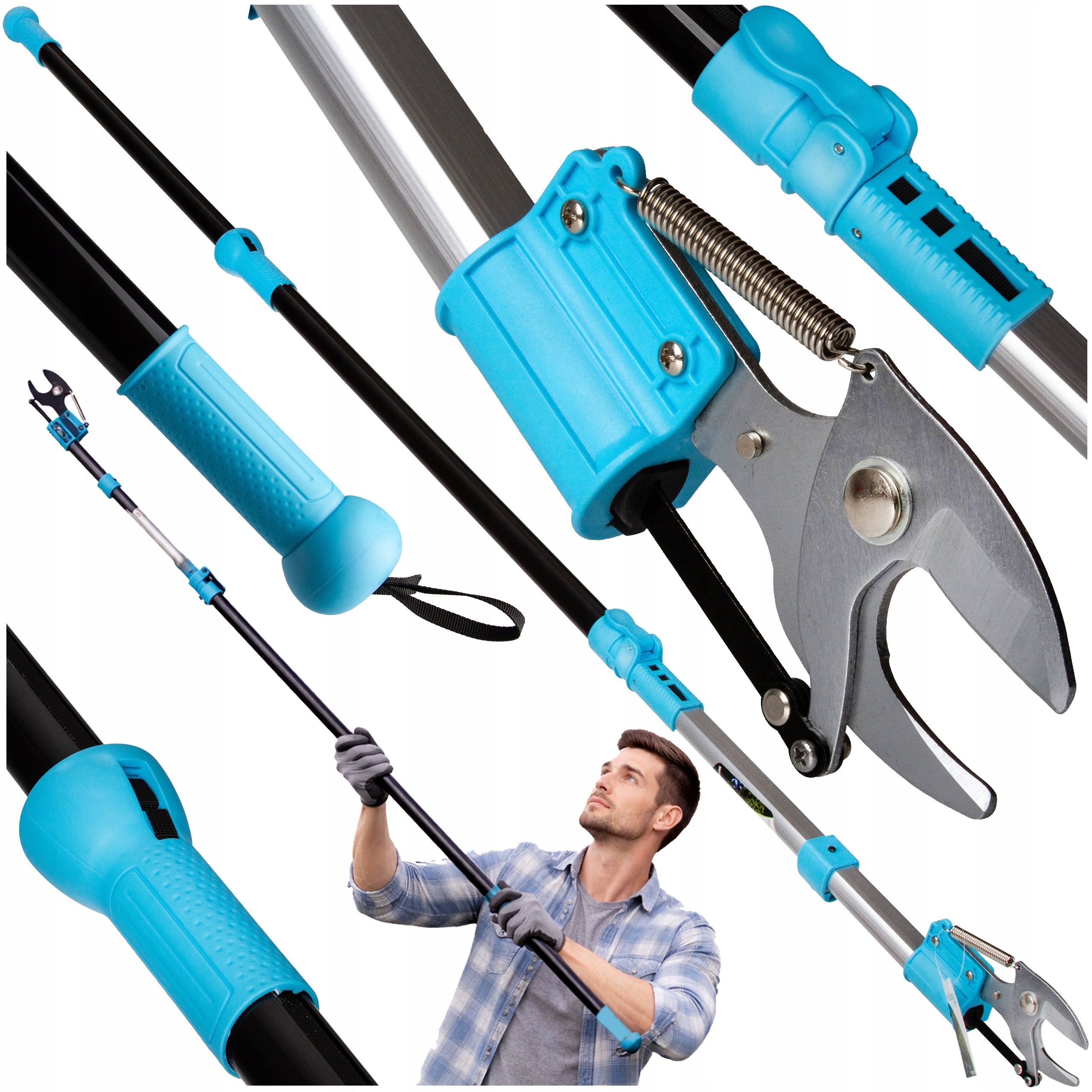 GARDEN PRUNER TELESCOPIC BOOM 4M Pruning shear on boom cutting 30mm Power supply handheld