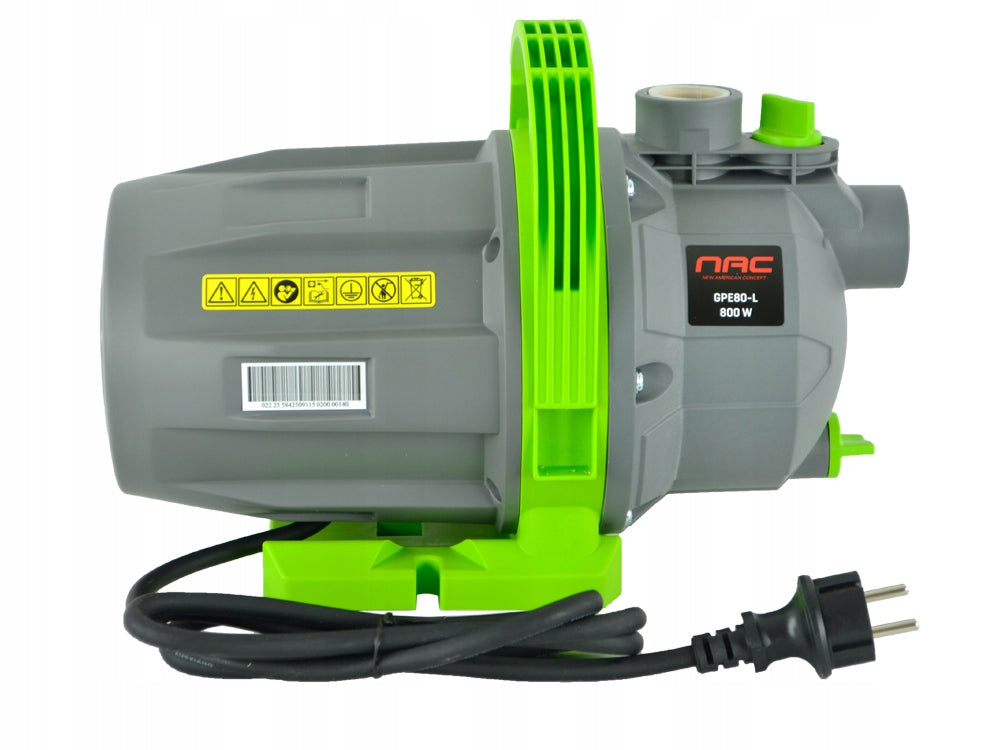 GARDEN PUMP FOR WATER NAC POWER 800 W 3600 l/h FOR WATERING SUCTION 7 M Pump type surface
