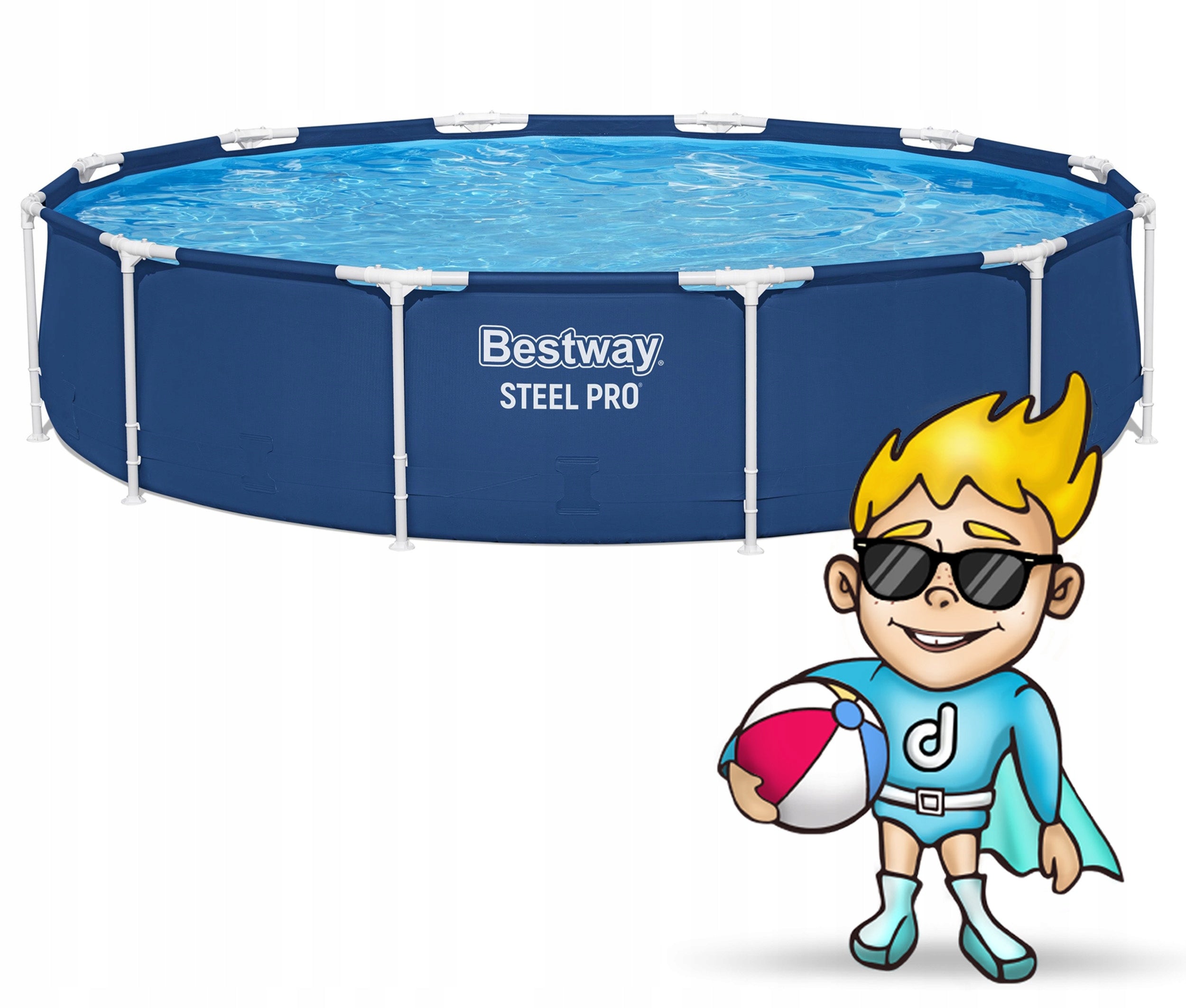 GARDEN RACK POOL ROUND FAMILY PUMP 366x76cm Bestway 9in1 Packaging status original
