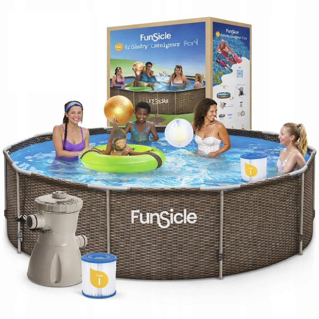 GARDEN RACK POOL WITH PUMP 366x76 cm 16in1 SET RATAN MODEL 2026