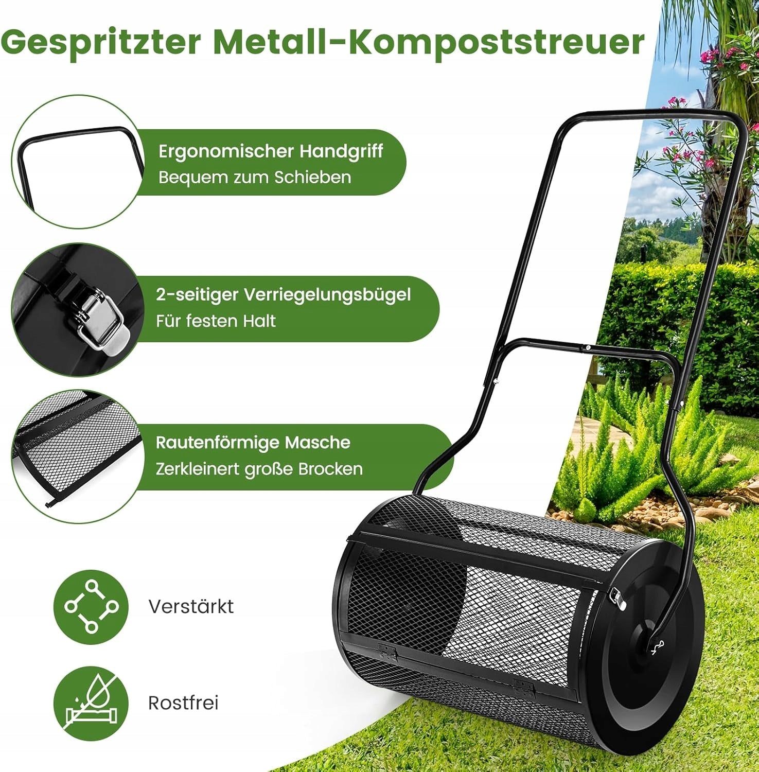 GARDEN SEED DRILL COMPOST SPREADER 80 L WITH MESH FOR FERTILIZER AND SEEDS Packaging status original
