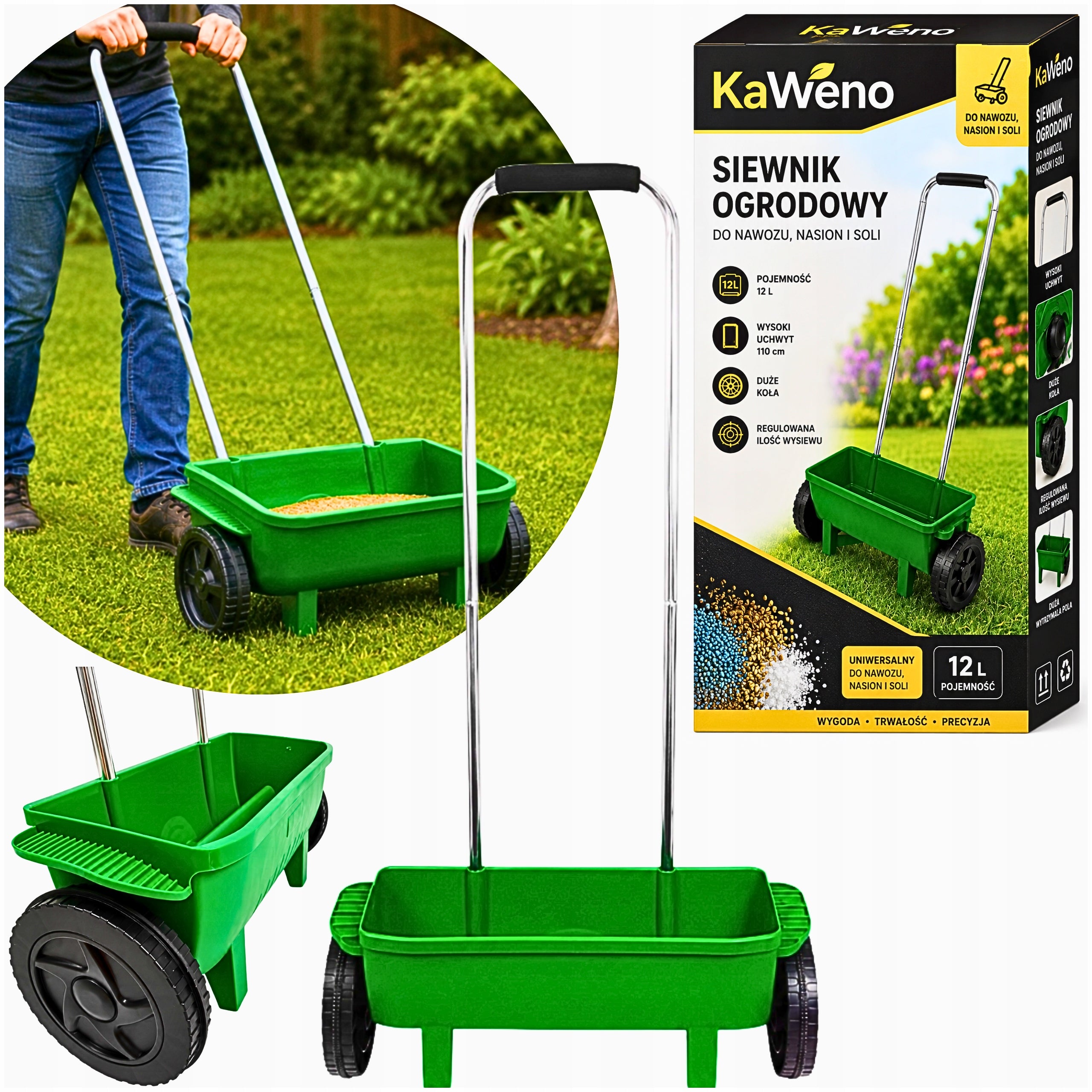 GARDEN SEED DRILL GRASS FERTILIZER SAND SPREADER 12L