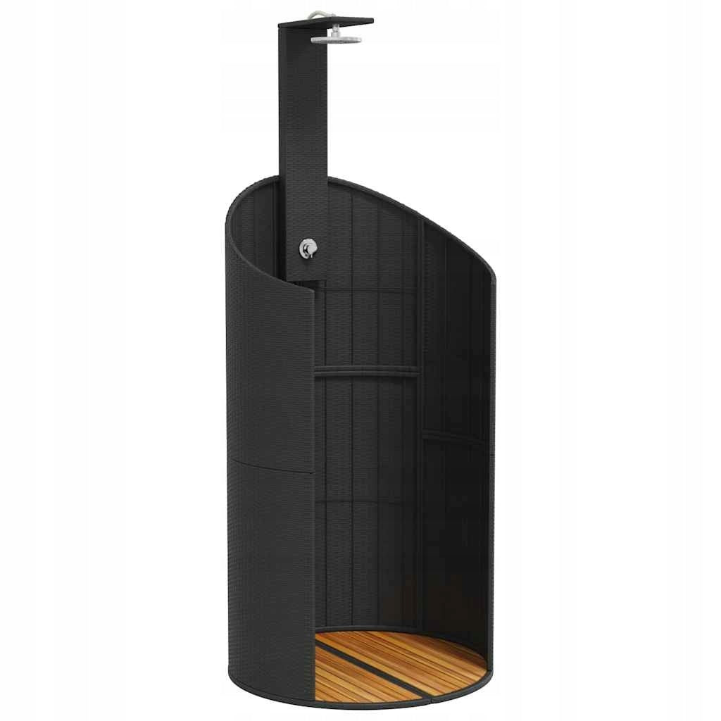 GARDEN SHOWER BLACK 100X100X241,5CM POLYRATTAN AND ACACIA Packaging status original