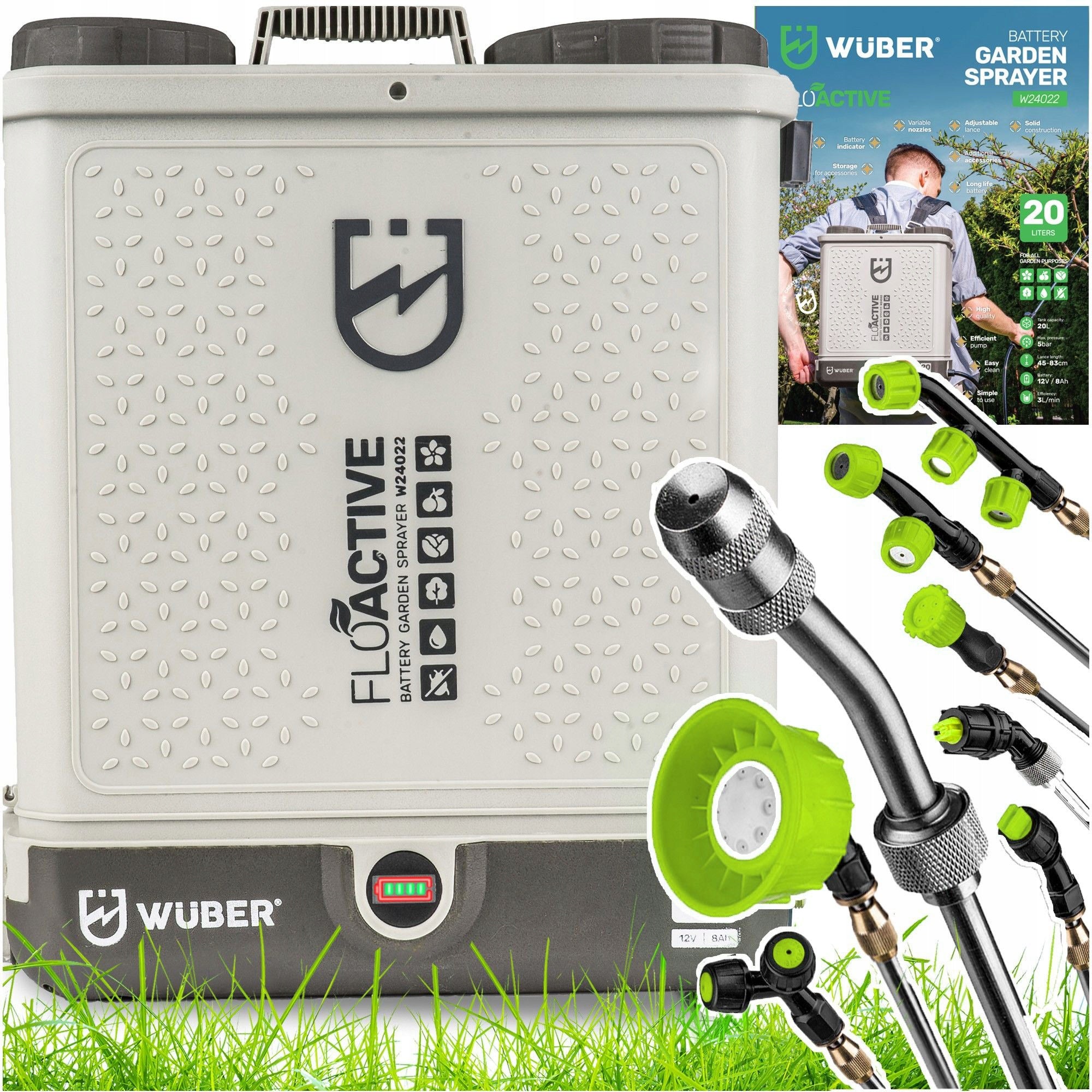 GARDEN SPRAYER ELECTRIC BACKPACK BATTERY 20L SET WUBER