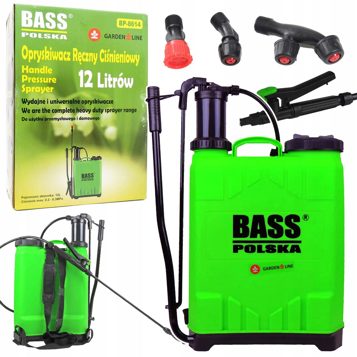 GARDEN SPRAYER PRESSURE BACKPACK MANUAL 12L SET +LANCA NOZZLES